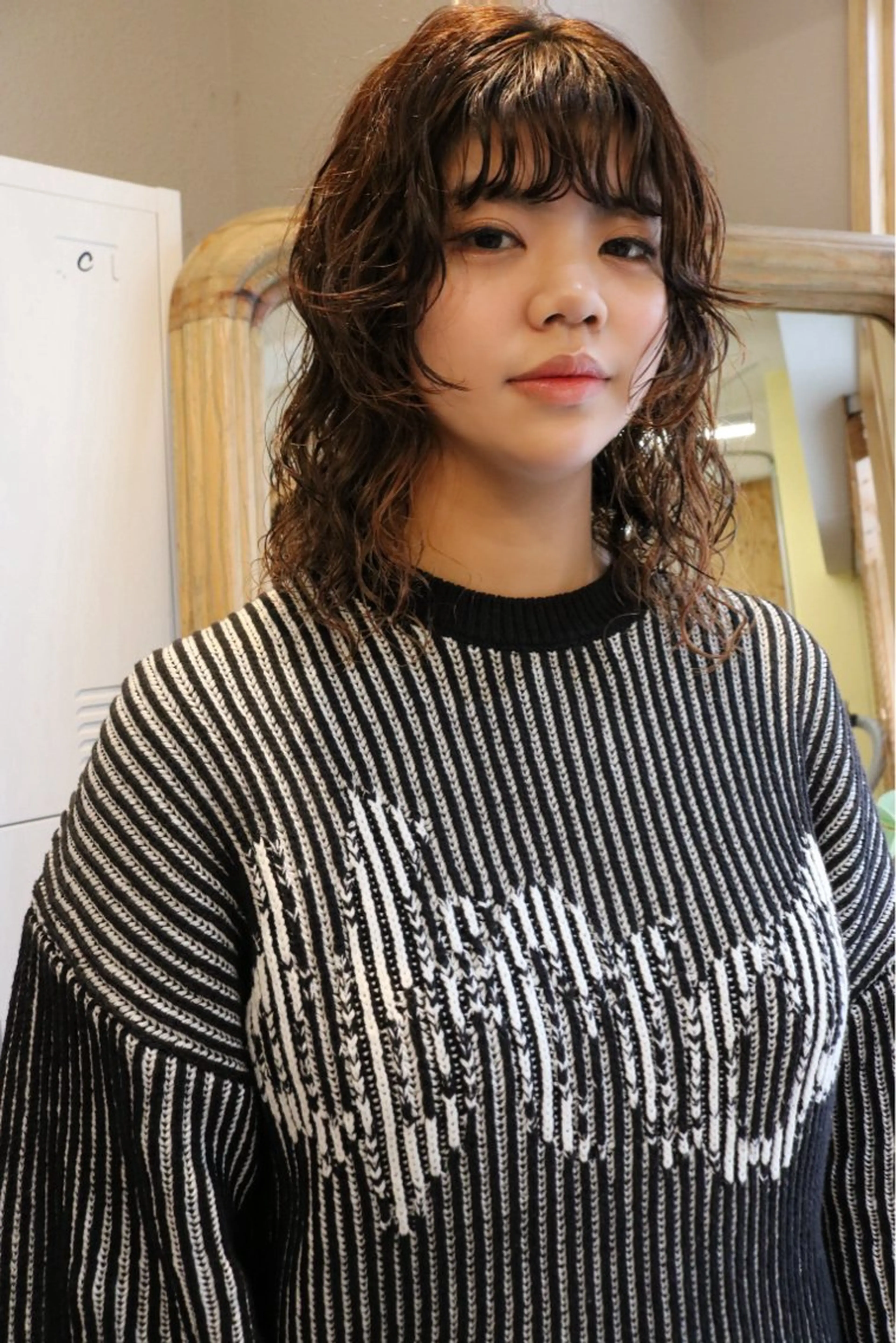 ミディアム パーマ カット パーマ トリートメント 松村 澪里のヘアスタイル