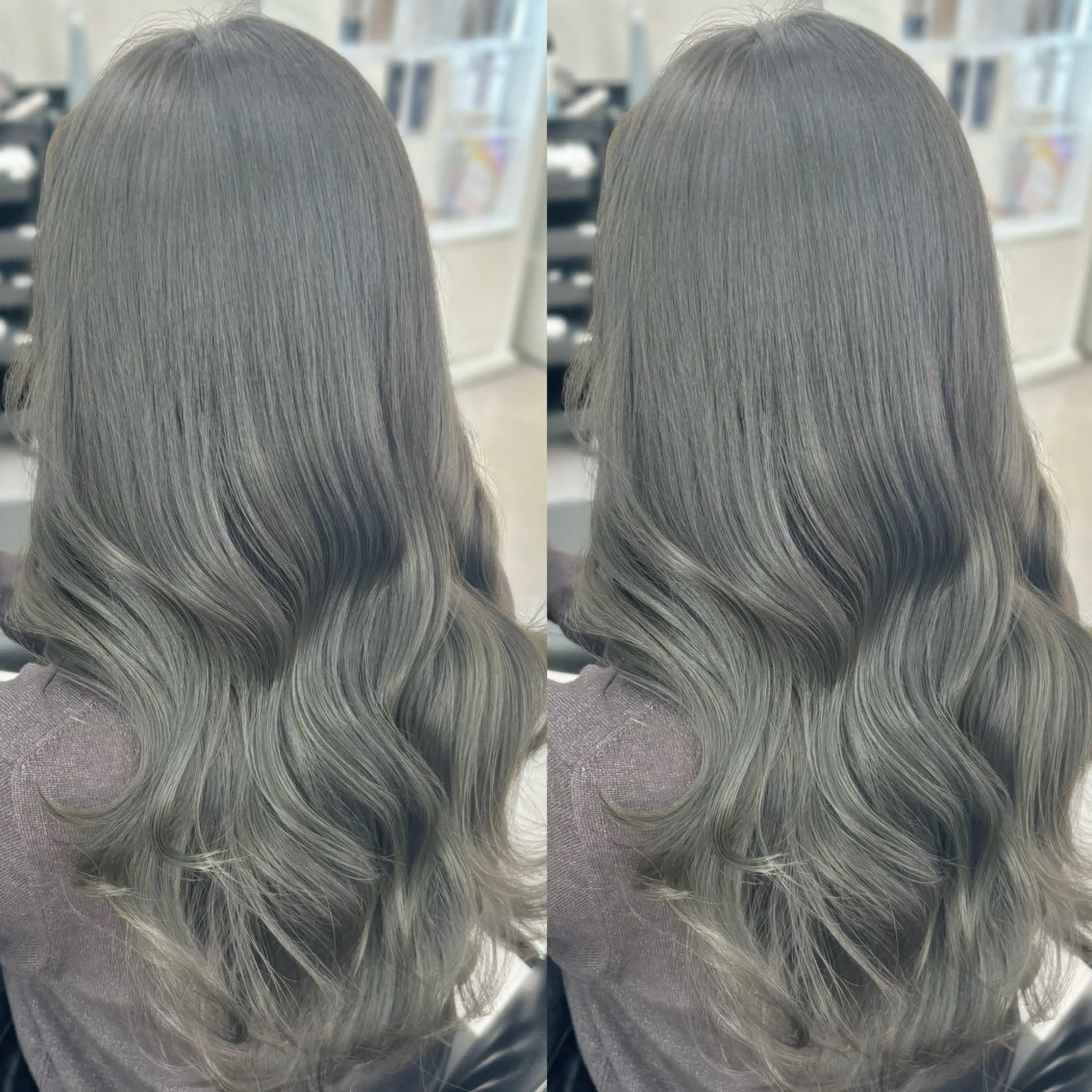 ロング カラー ヘアカラー トリートメント 髪質改善/赤み消し ブリーチなし心斎橋のヘアスタイル