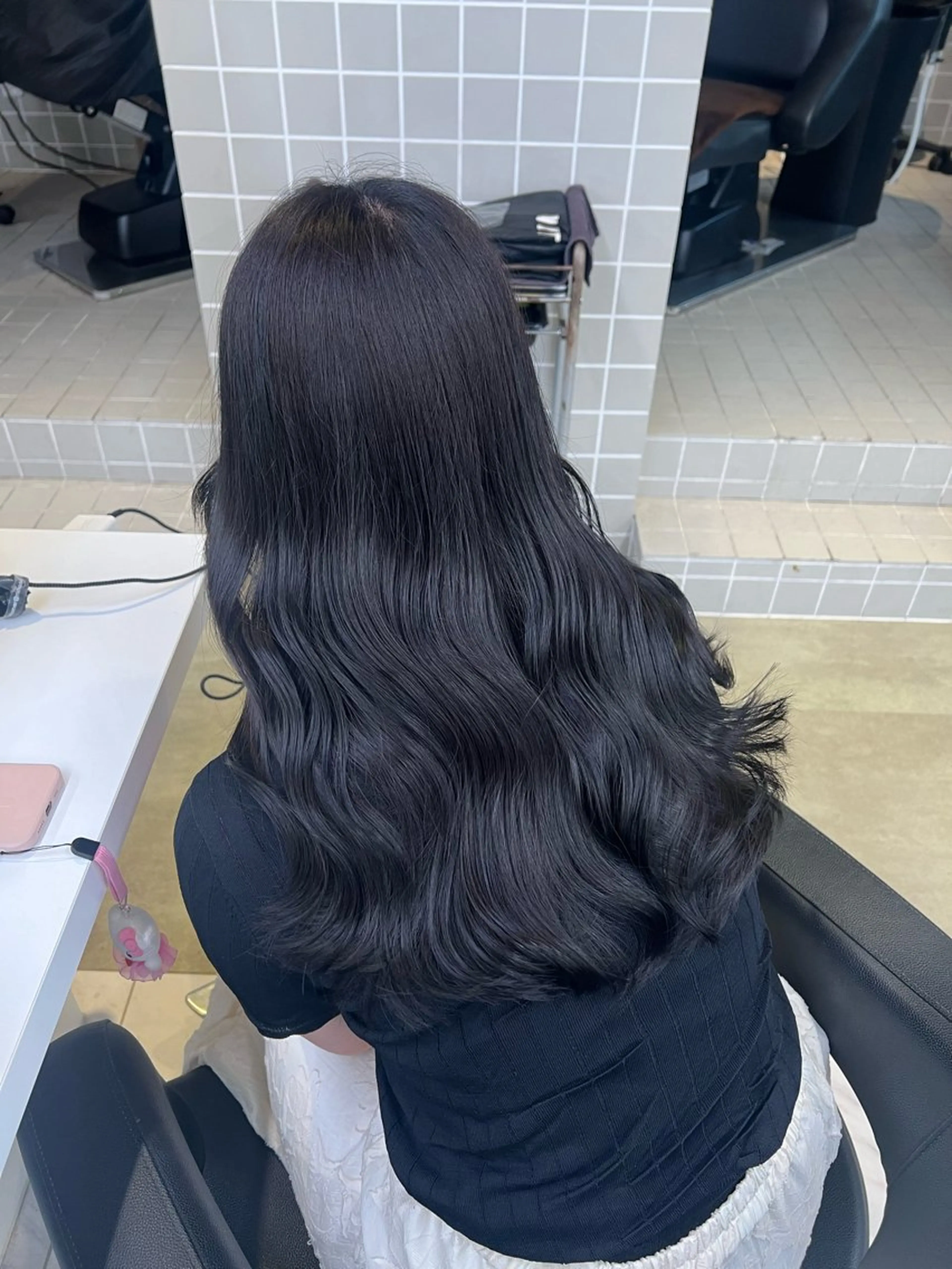 ロング カラー カット ヘアカラー 韓国レイヤーカット /ダブルカラーのヘアスタイル