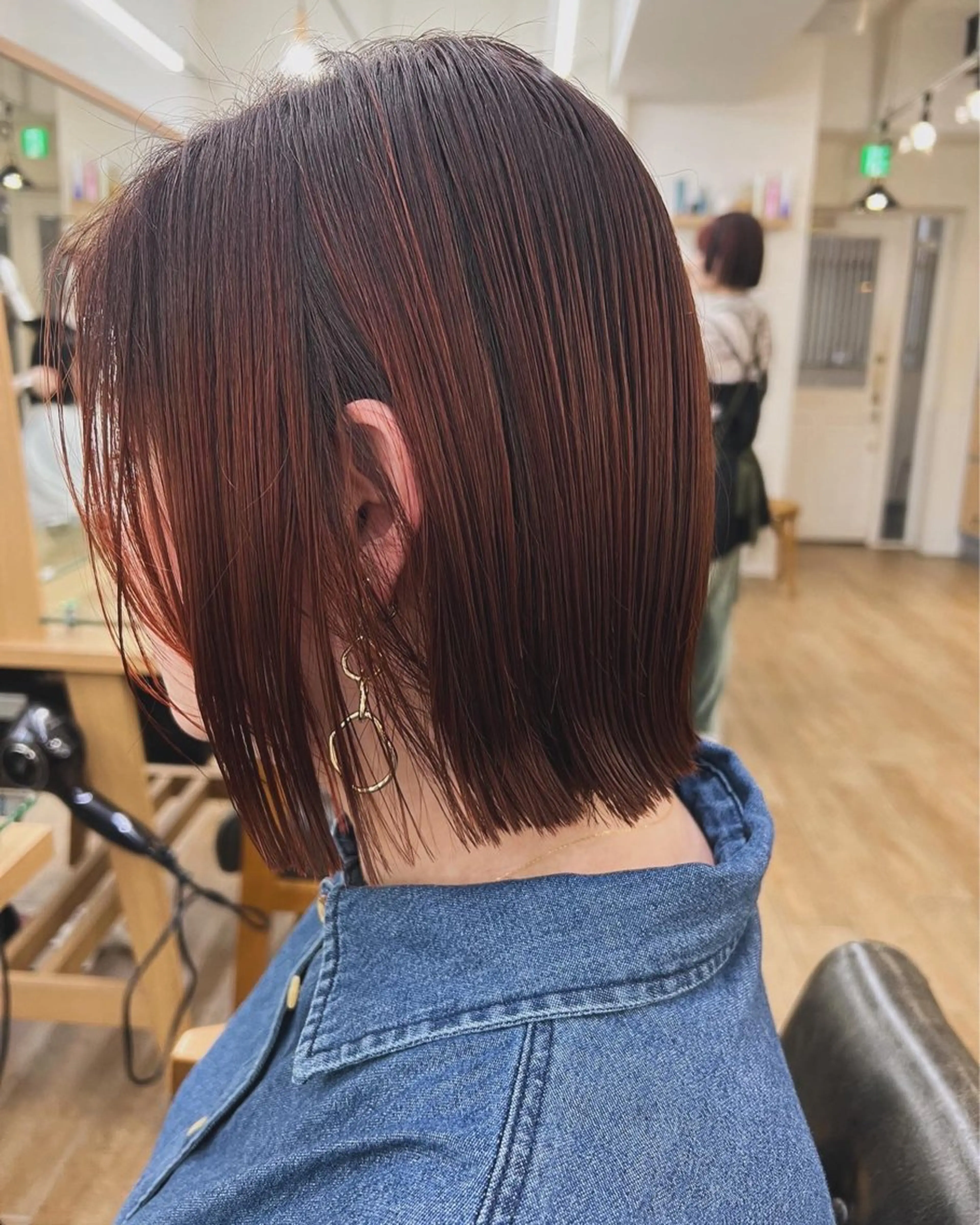 ミディアム カラー オレンジ オレンジレッド レッドカラー ボブ ハイライト/ウルフ/ 💙鶴岡　愛💙のヘアスタイル