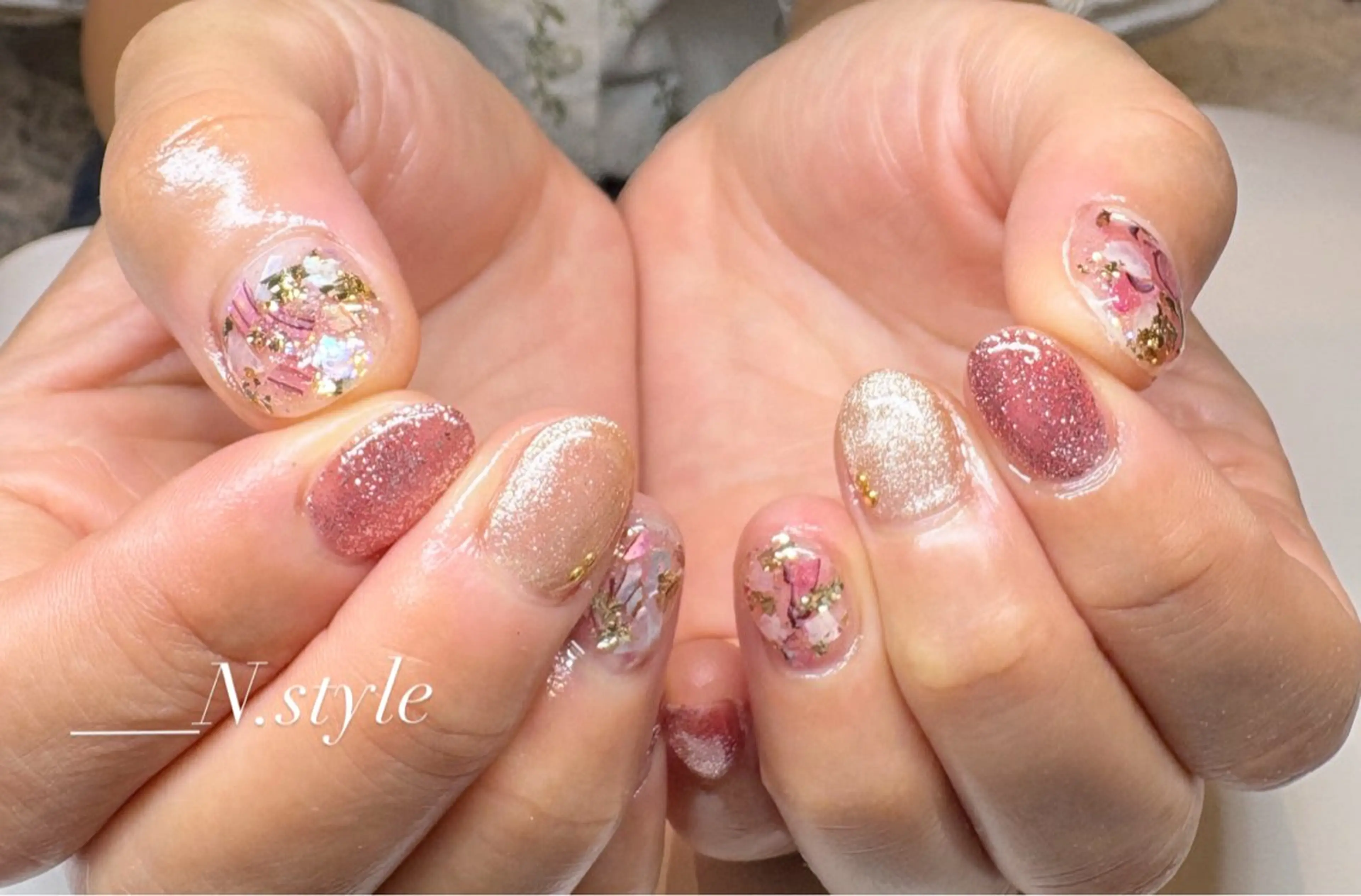 ネイル 長さ出し 持ち込み 春ネイル ハンドネイル N.style所属・Ｎ. styleのネイルデザイン