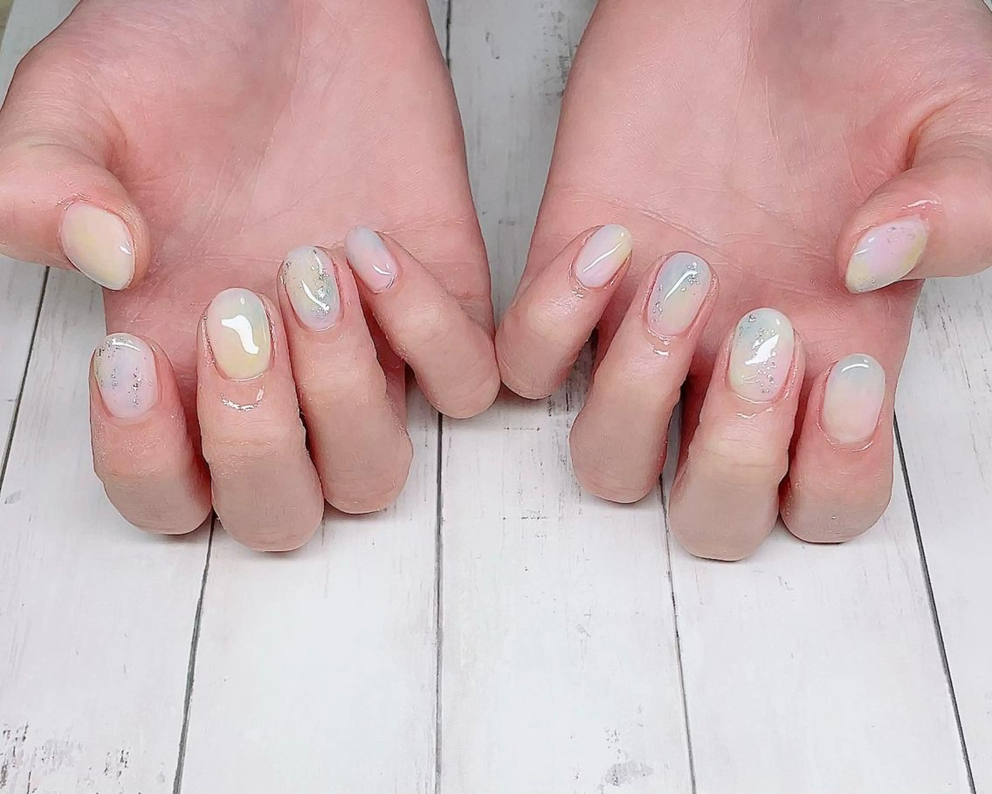 ショート ネイル ニュアンスネイル ハンドネイル NailbyN所属・Nail_by N1のネイルデザイン