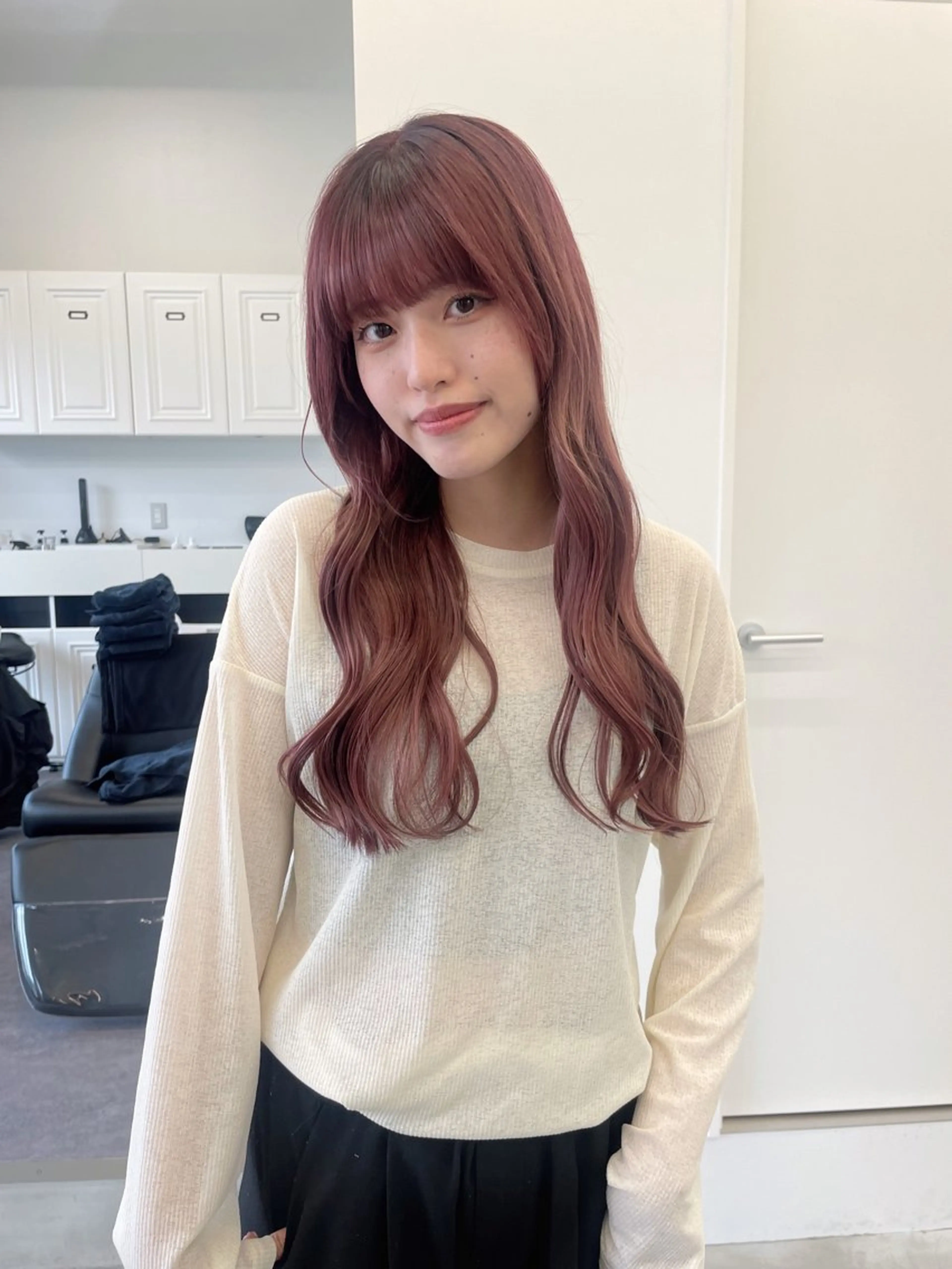 ロング カラー ブラウンカラー ピンクカラー ピンクブラウン ロング 薬院浄水通/ショート /ボブ/rukaのヘアスタイル