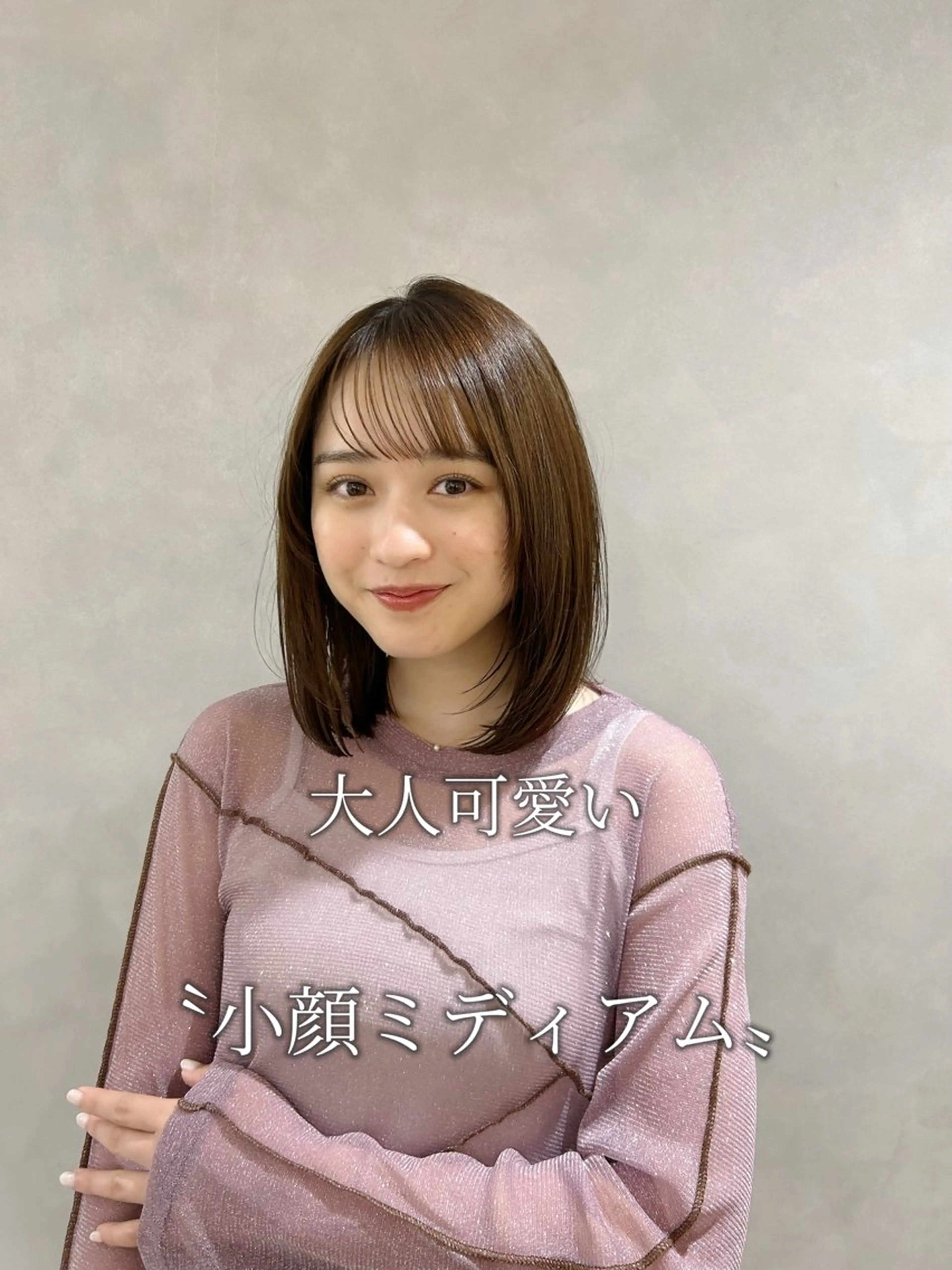 ミディアム カラー ミディアムレイヤー レイヤーカット 小顔カット カット ヘアカラー 結べるくびれボブ/透 明感カラーtaigaのヘアスタイル
