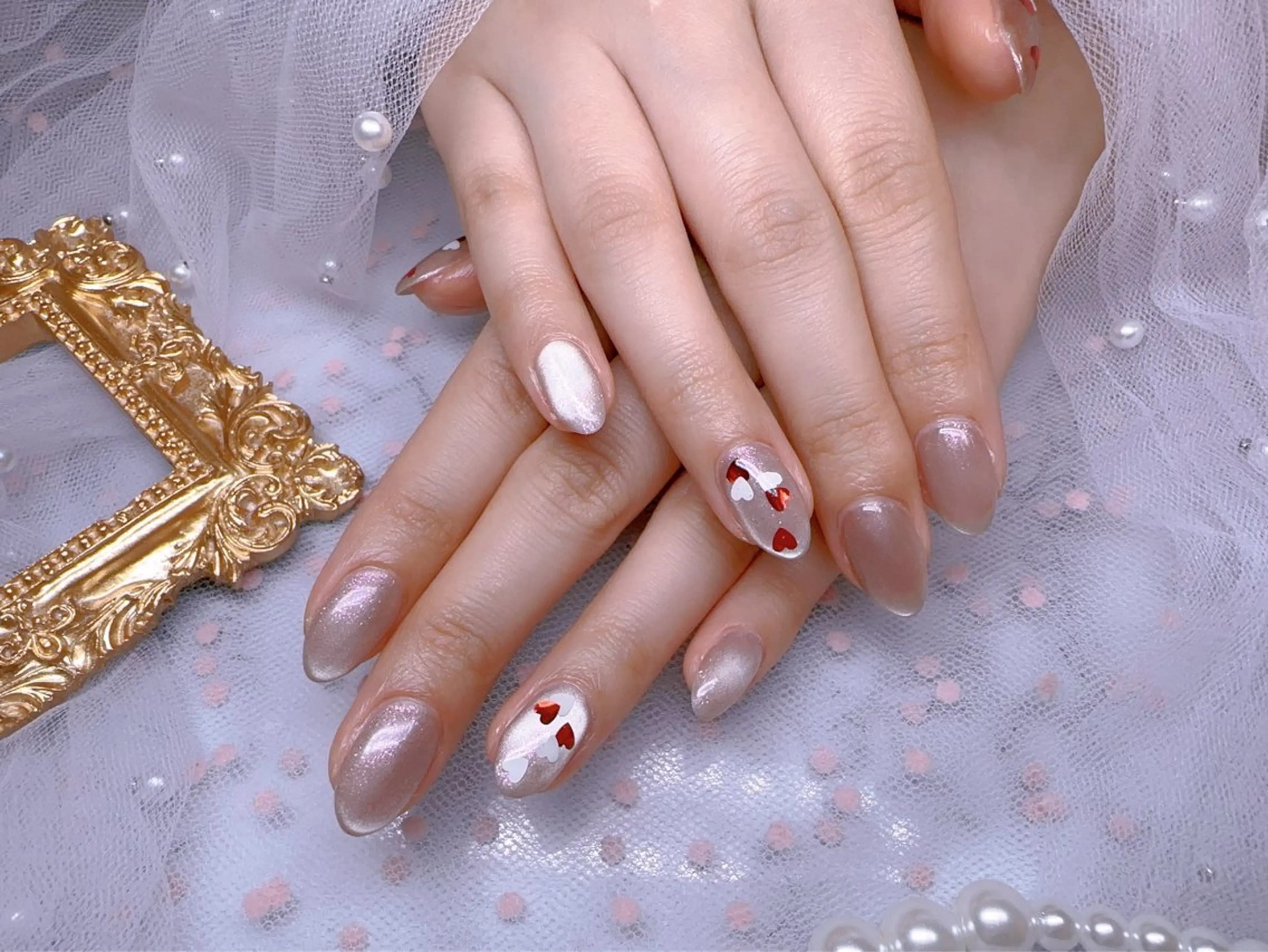 ネイル オーロラネイル フットネイル 韓国ネイル ラメ(グリッター) ラメグラデーション ハンドネイル Belle nail salon 新小岩のネイルデザイン
