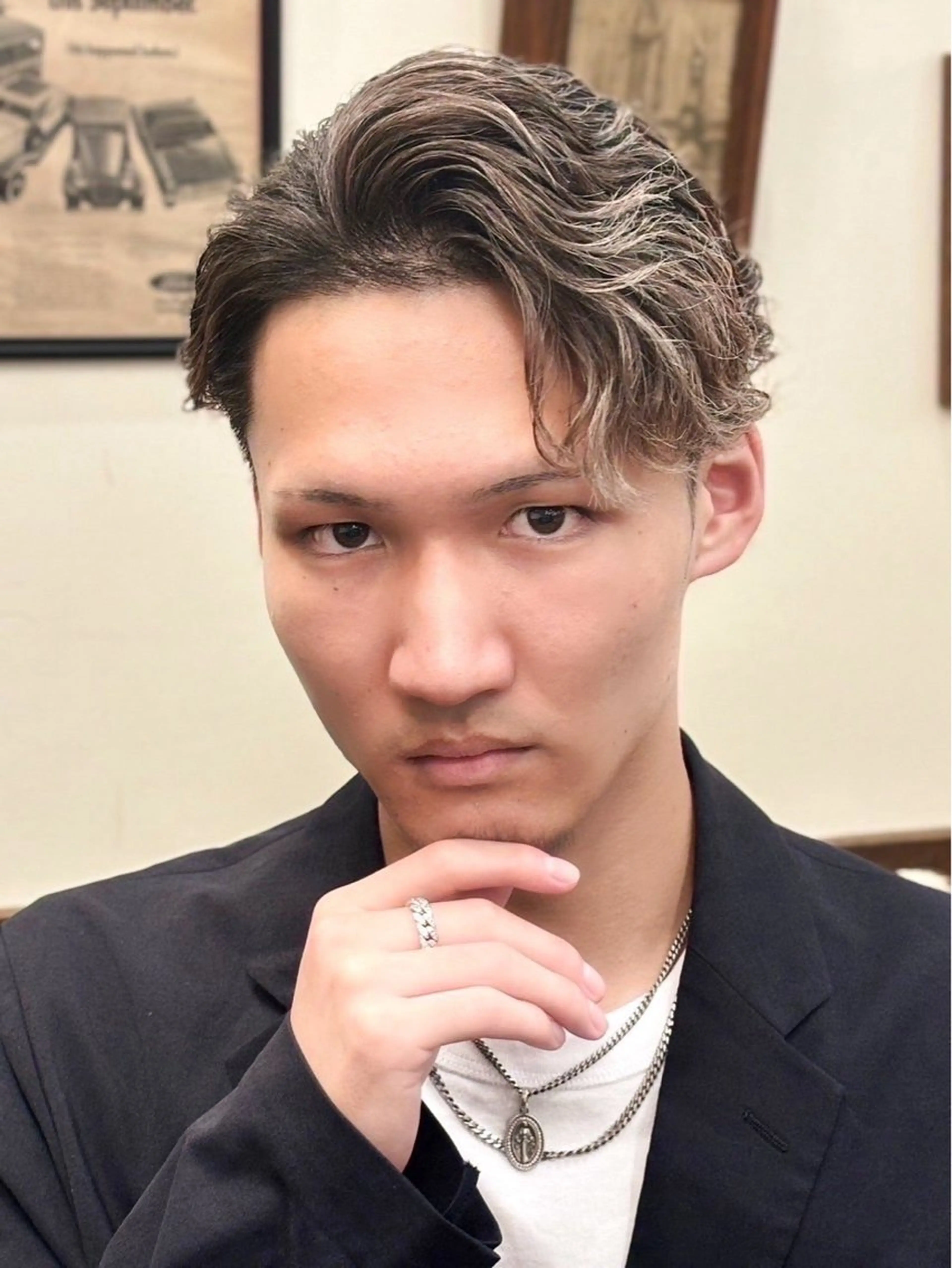 ミディアム カラー パーマ メンズ 松永 望愛のヘアスタイル