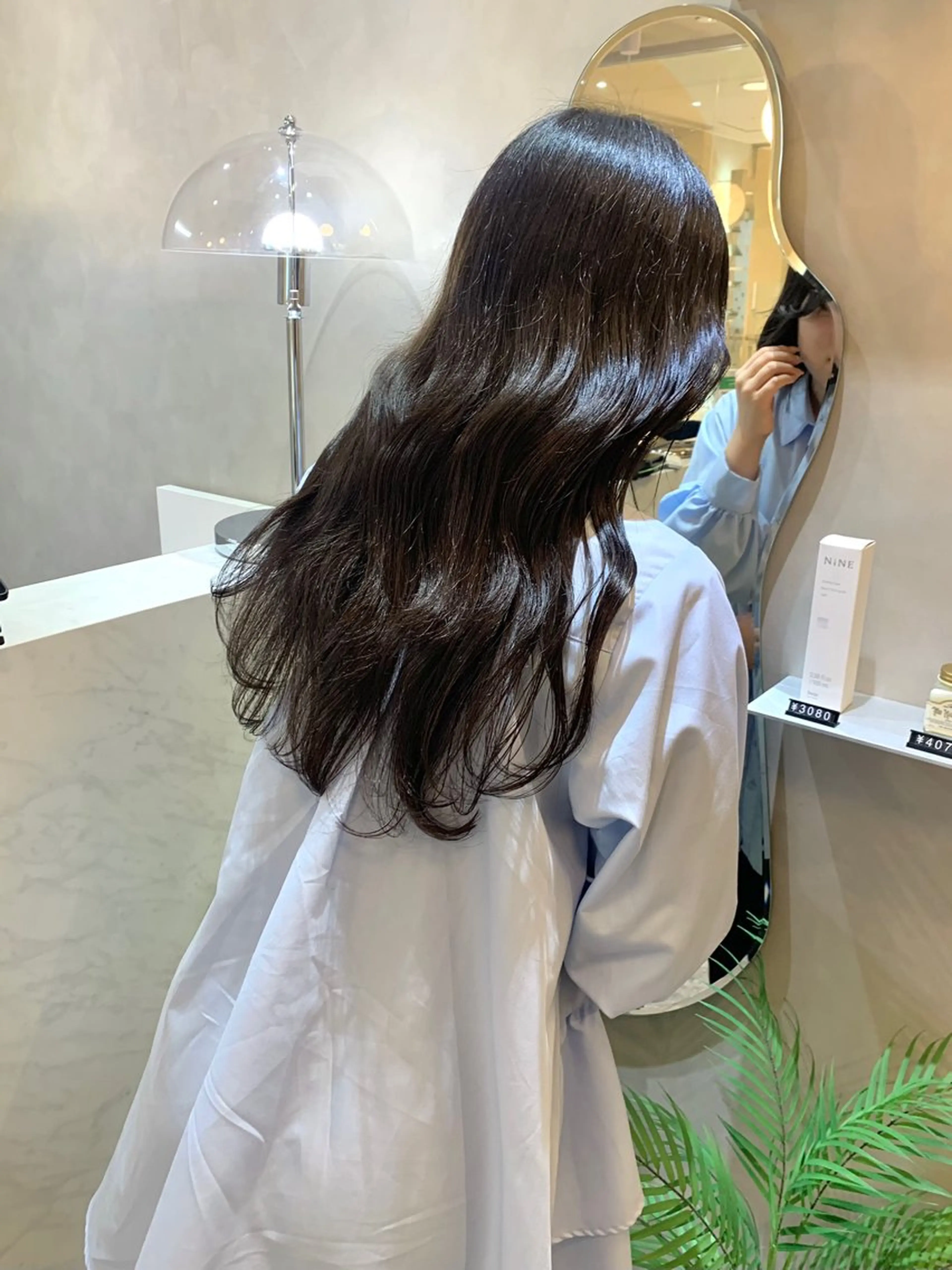 ロング カラー 黒髪 ブルーカラー ブルーブラック ケアカラー ボブ 韓国ヘア🇰🇷 松田光里のヘアスタイル