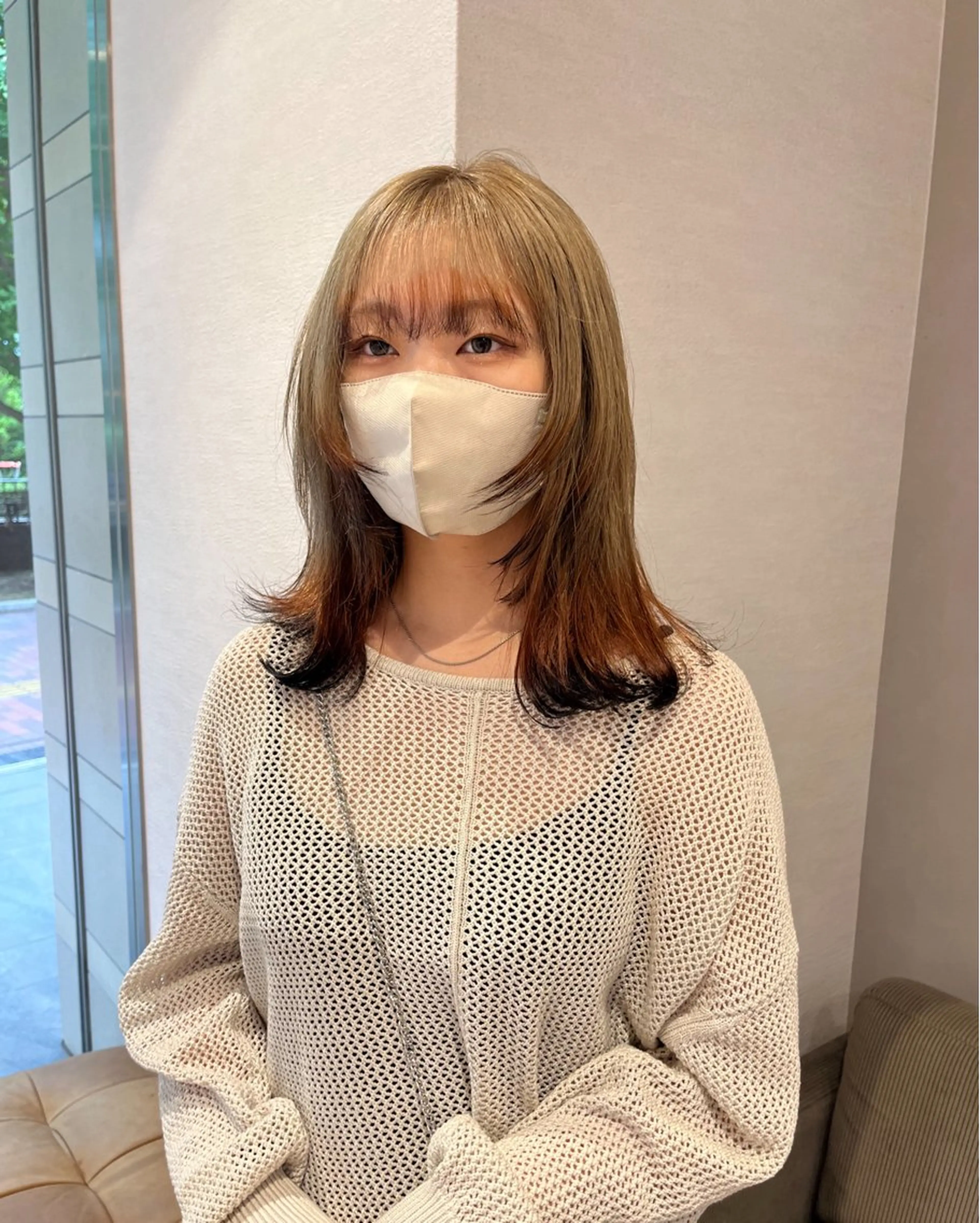 カラー デザインカラー 狐カラー ニュアンスパーマ 曲がる縮毛矯正　爲石のヘアスタイル