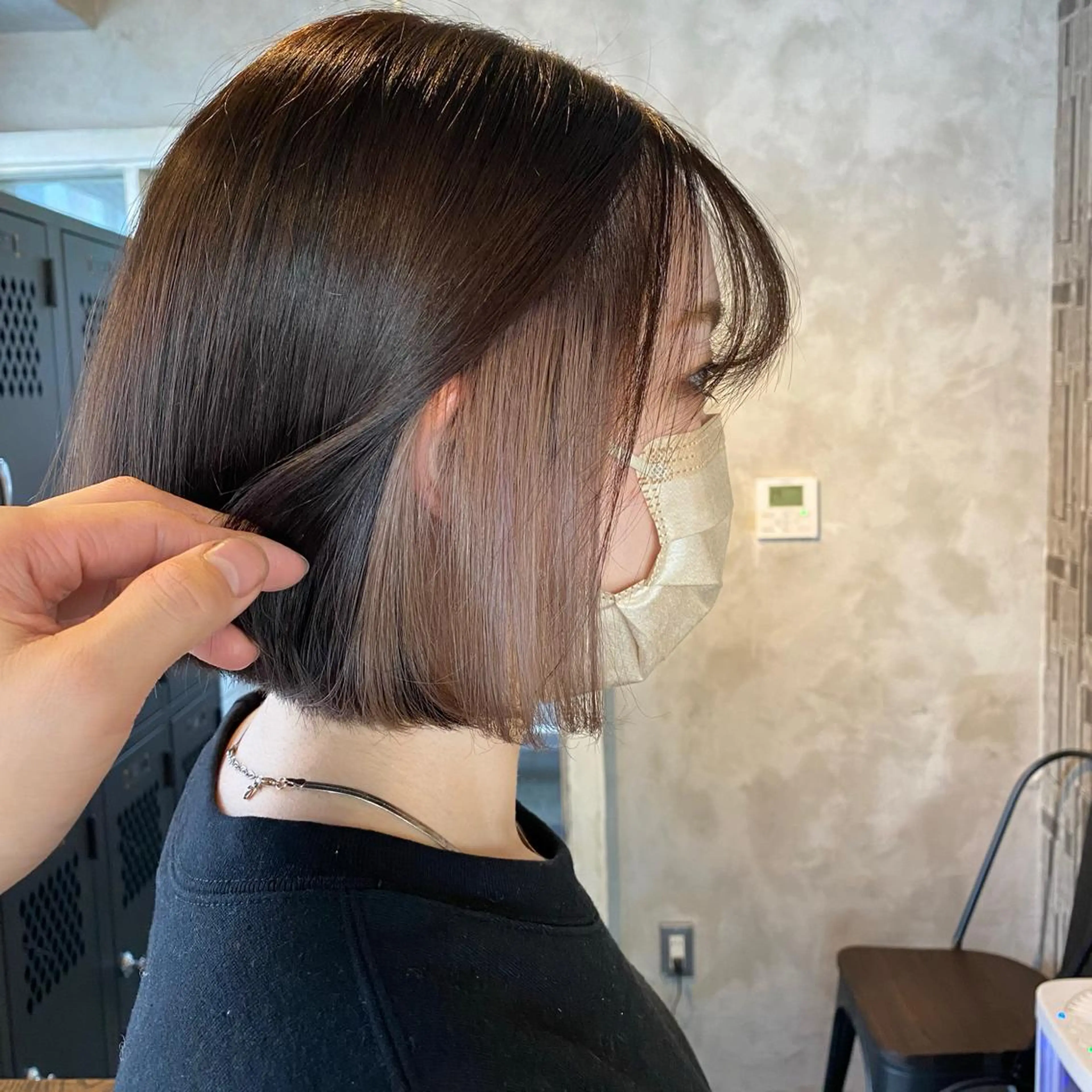 ショート カラー ベージュカラー インナーカラー ホワイトベージュ ボブ Lig.遠藤 航平のヘアスタイル
