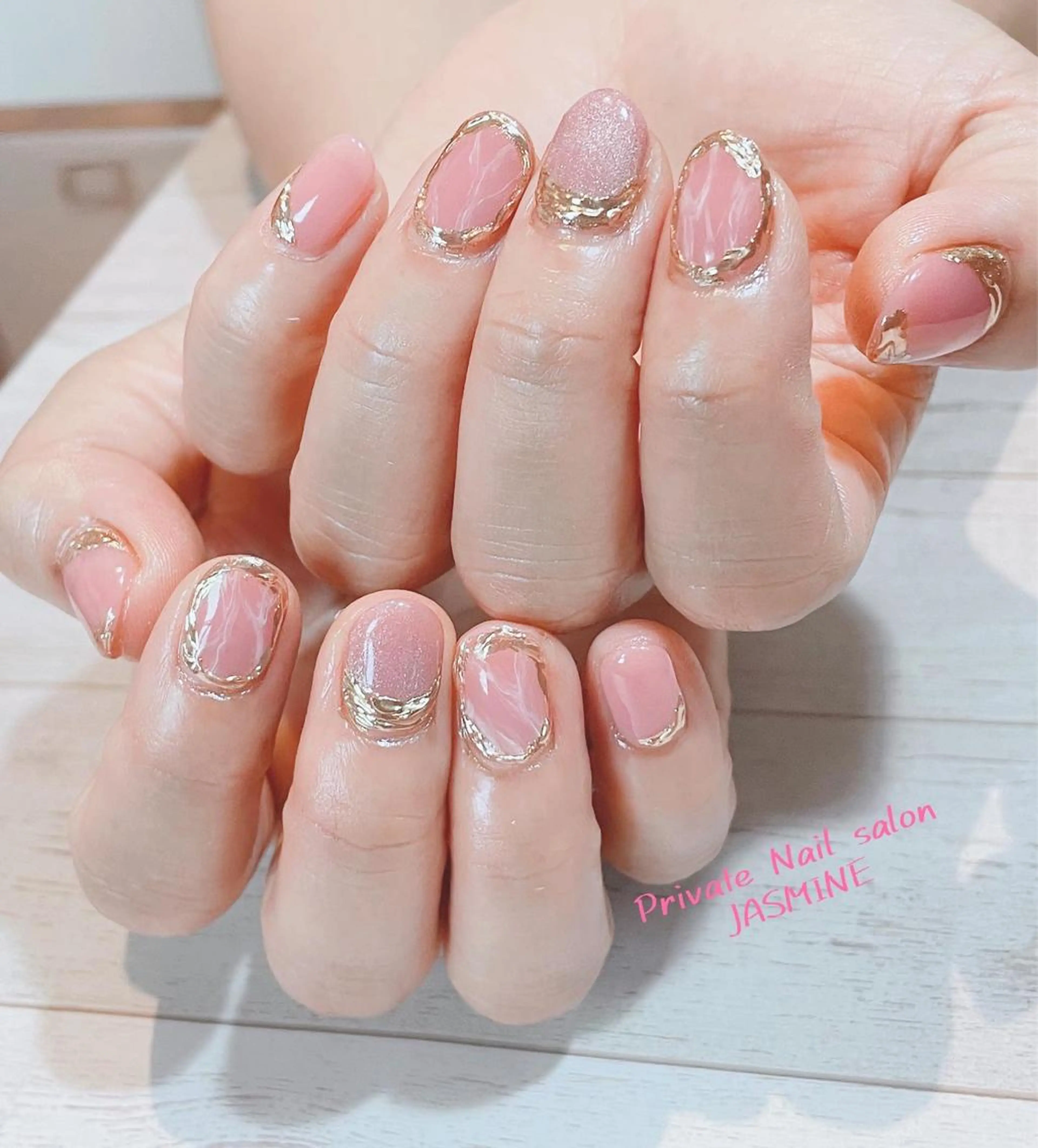 ネイル アートネイル マグネットネイル 大理石ネイル(マーブル) ミラーネイル Nail salon JASMINEのネイルデザイン
