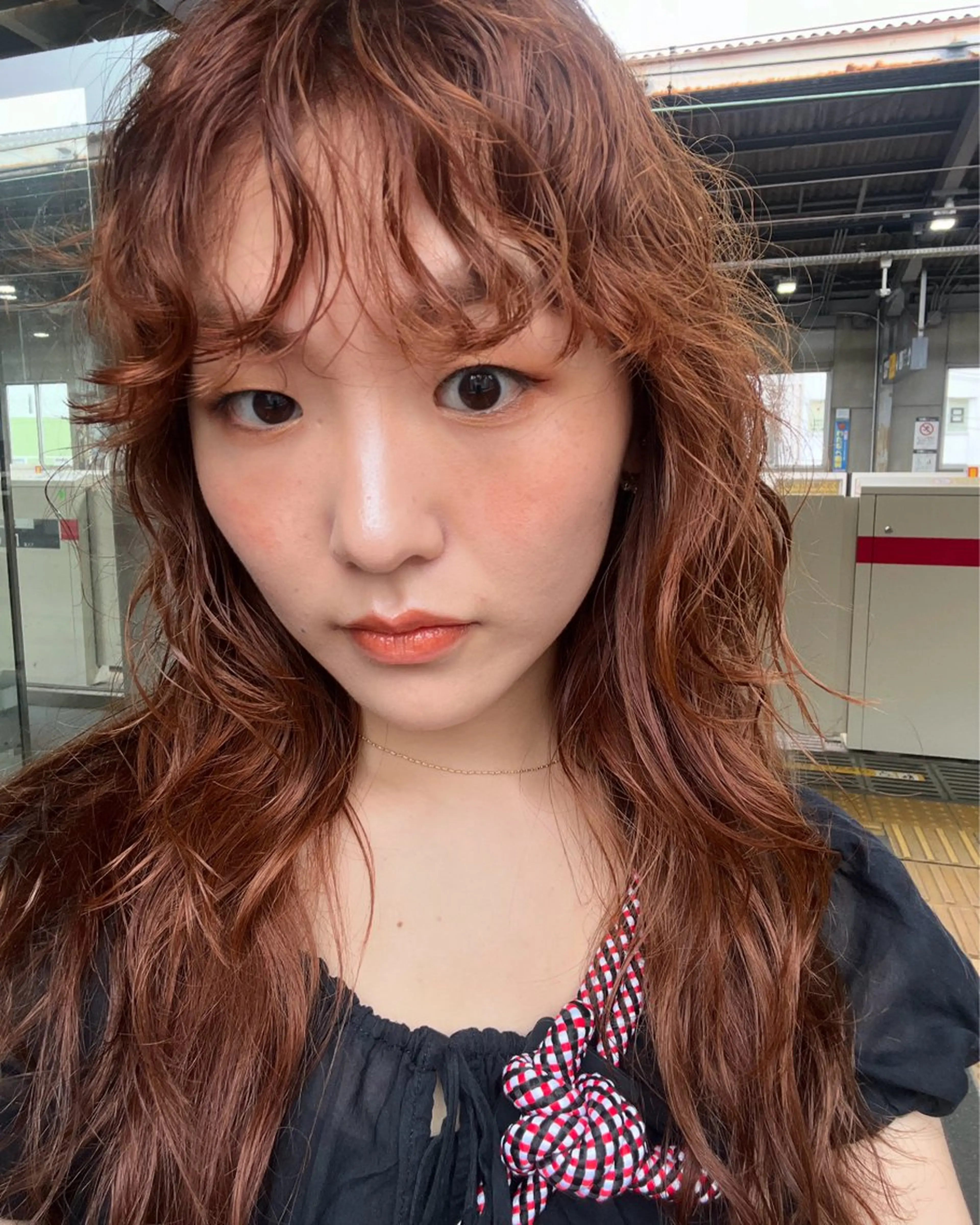 カラー パーマ オレンジ 暖色/パーマ 🌼クニトウメイのヘアスタイル