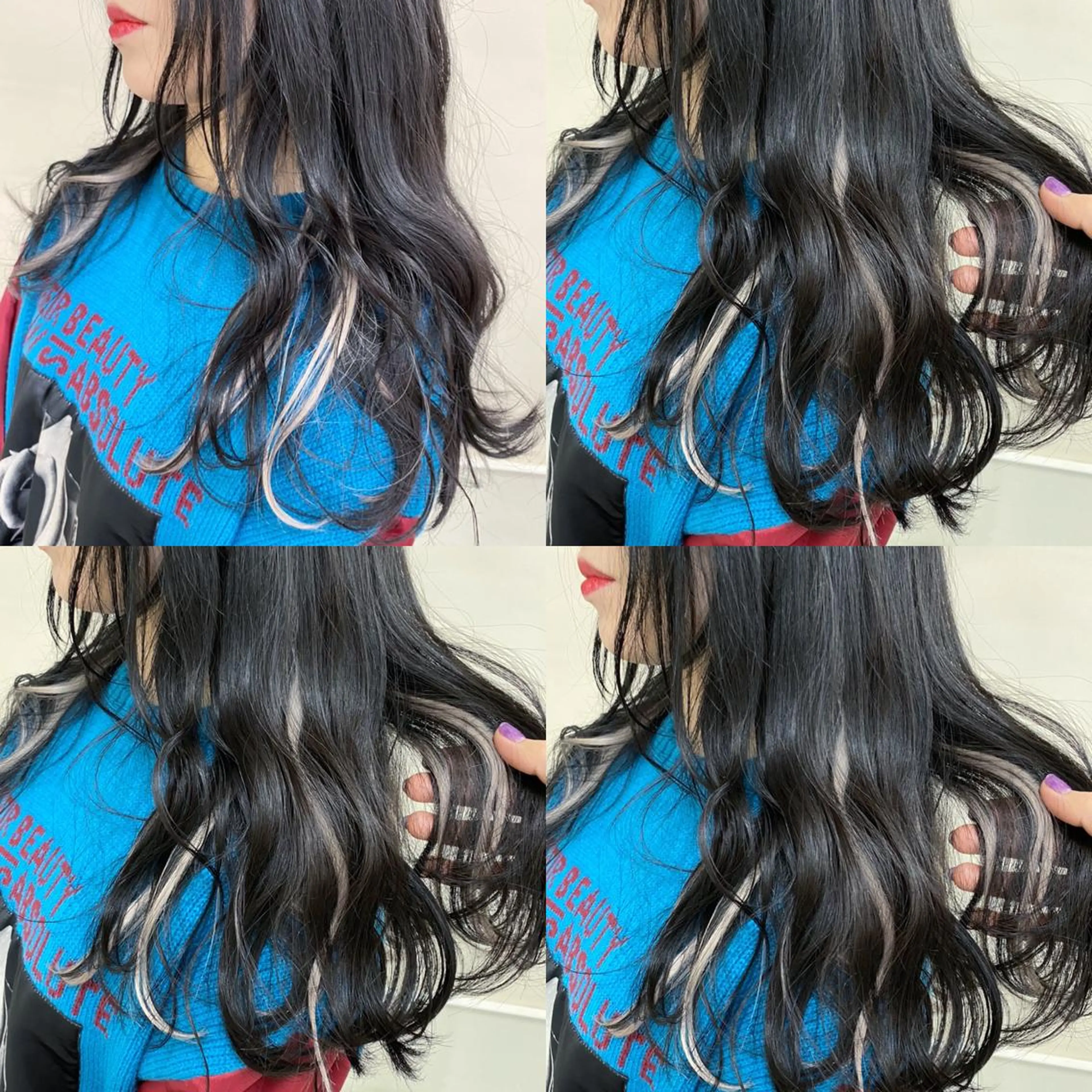 ロング カラー ヘアカラー エクステ エクステ ハイトーン 💭黒崎ハルカのヘアスタイル