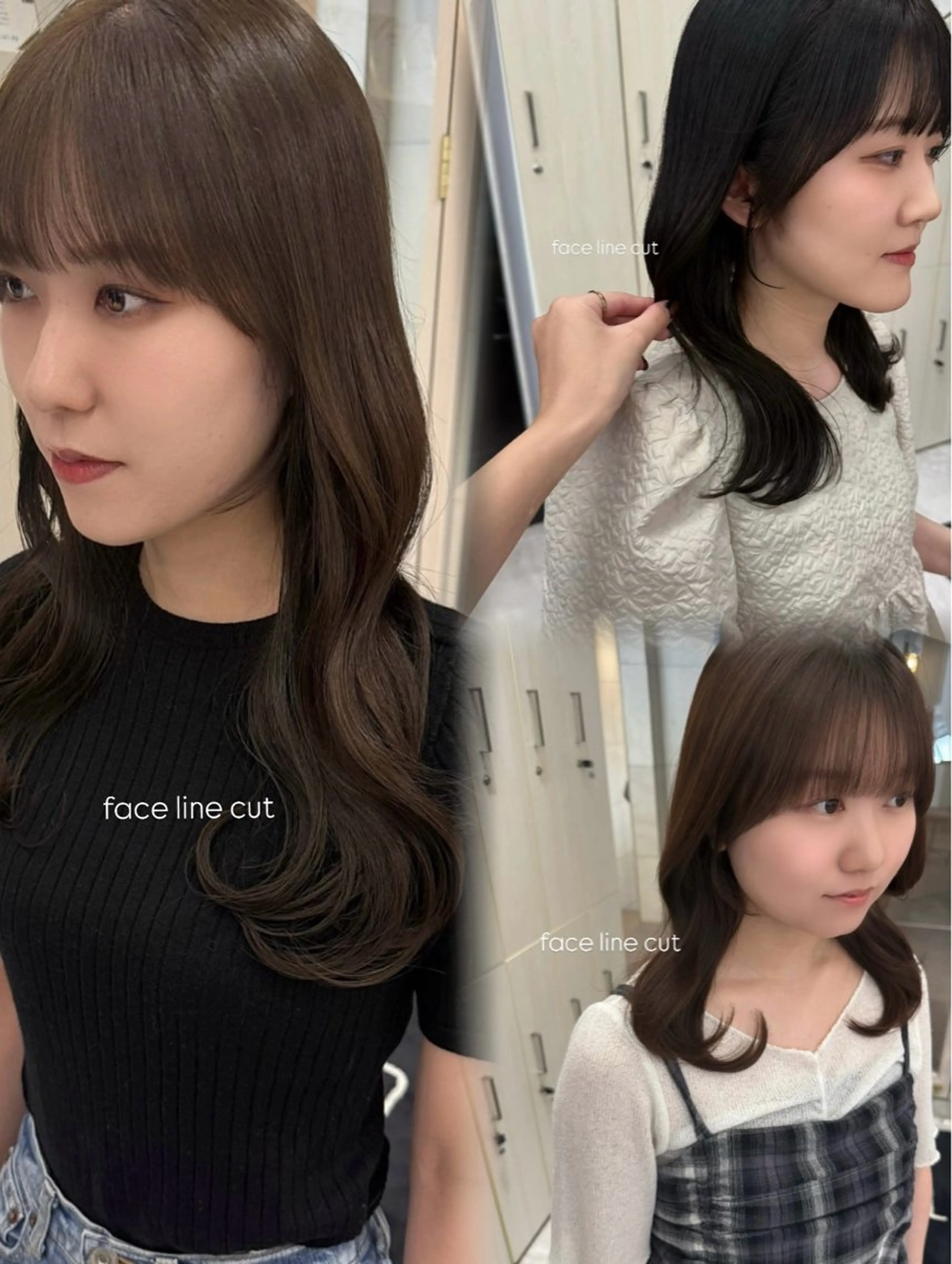 セミロング カラー 顔周りカット カット ヘアカラー トリートメント むく。/顔周り 前髪/髪質改善のヘアスタイル