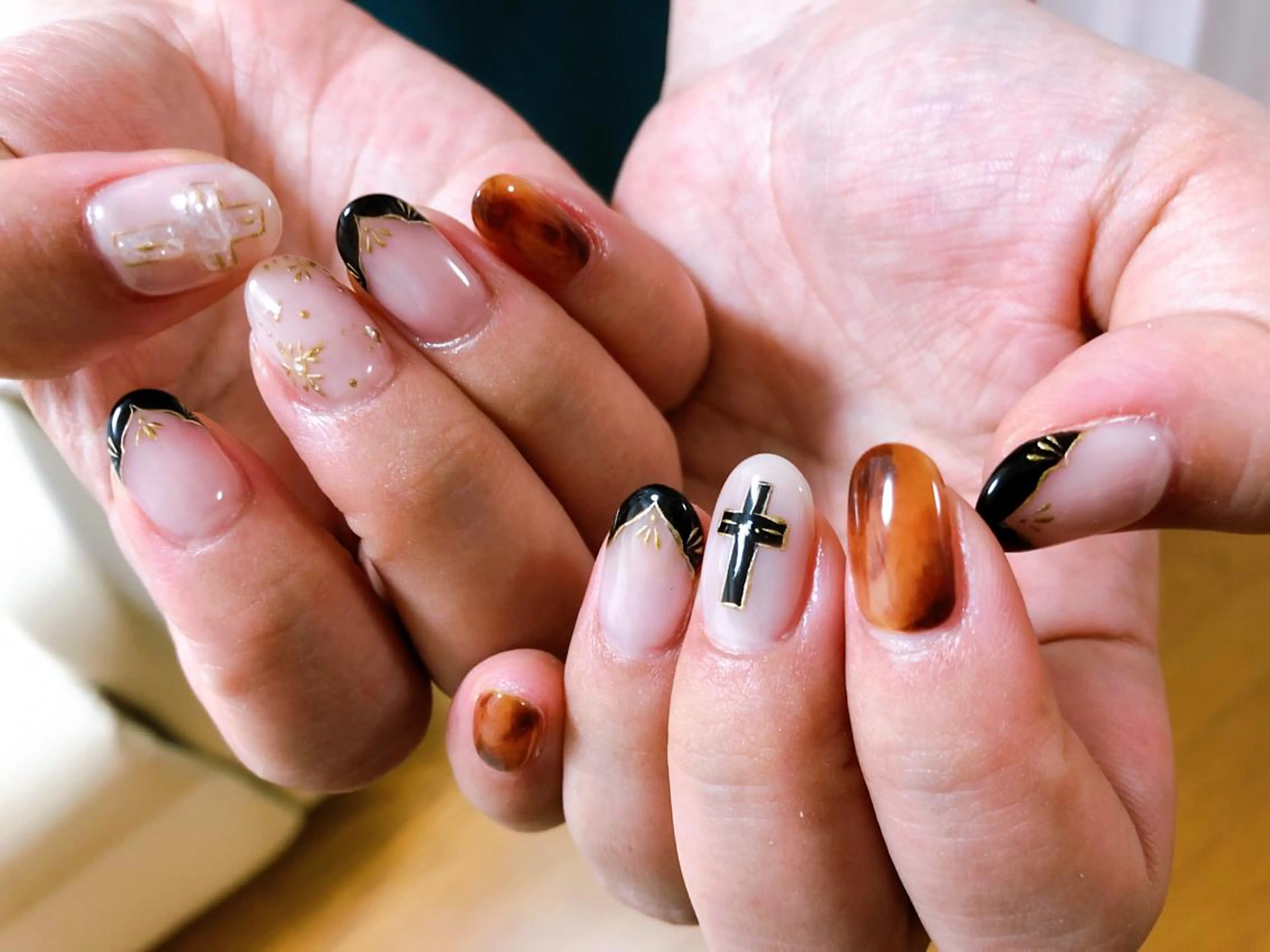 ネイル べっ甲ネイル ハンドネイル kiki nail 二子玉川のネイルデザイン