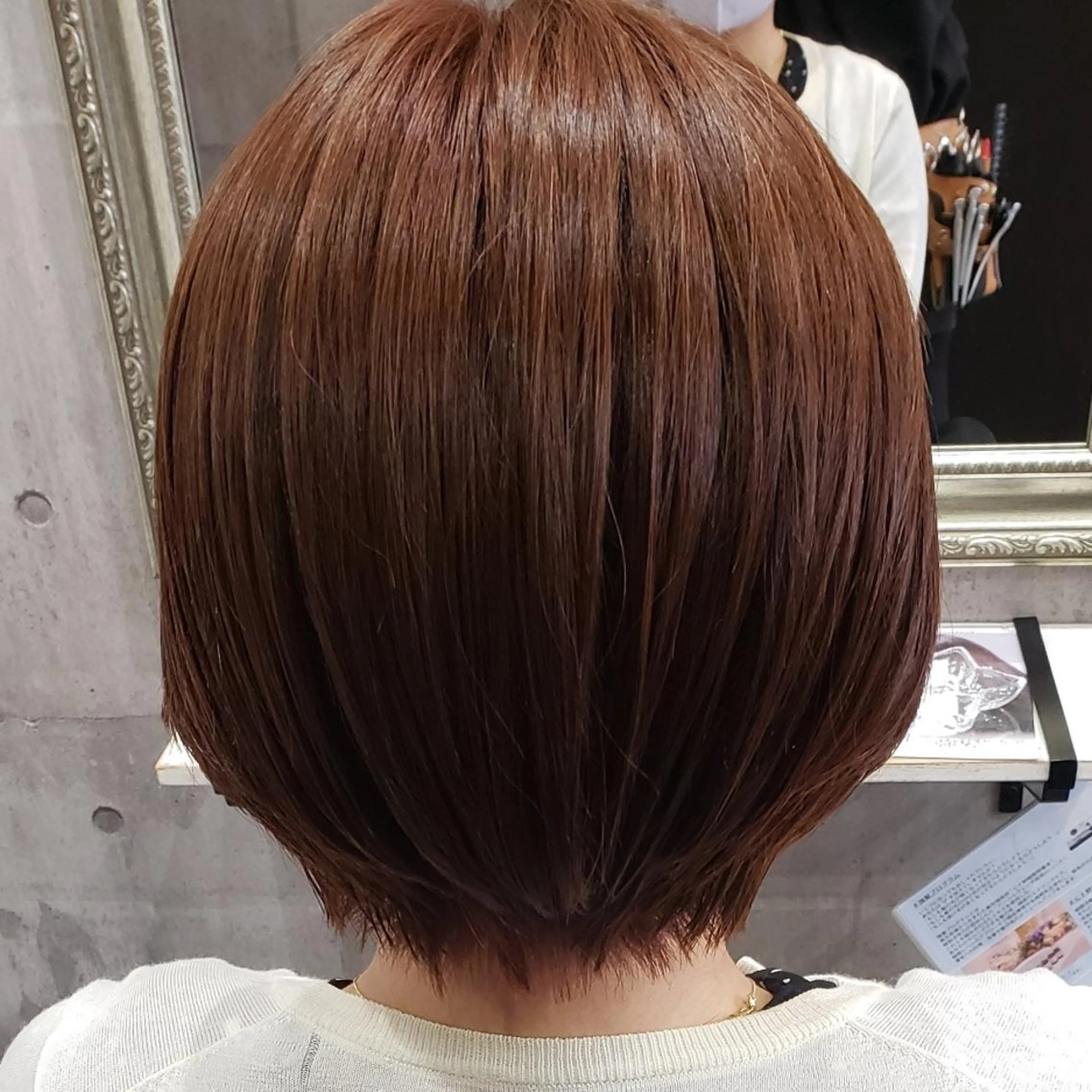 ショート カラー ショートボブ ブラウンカラー レッドカラー ボブ ショートヘア カット ヘアカラー トリートメント 黒田 かな子のヘアスタイル