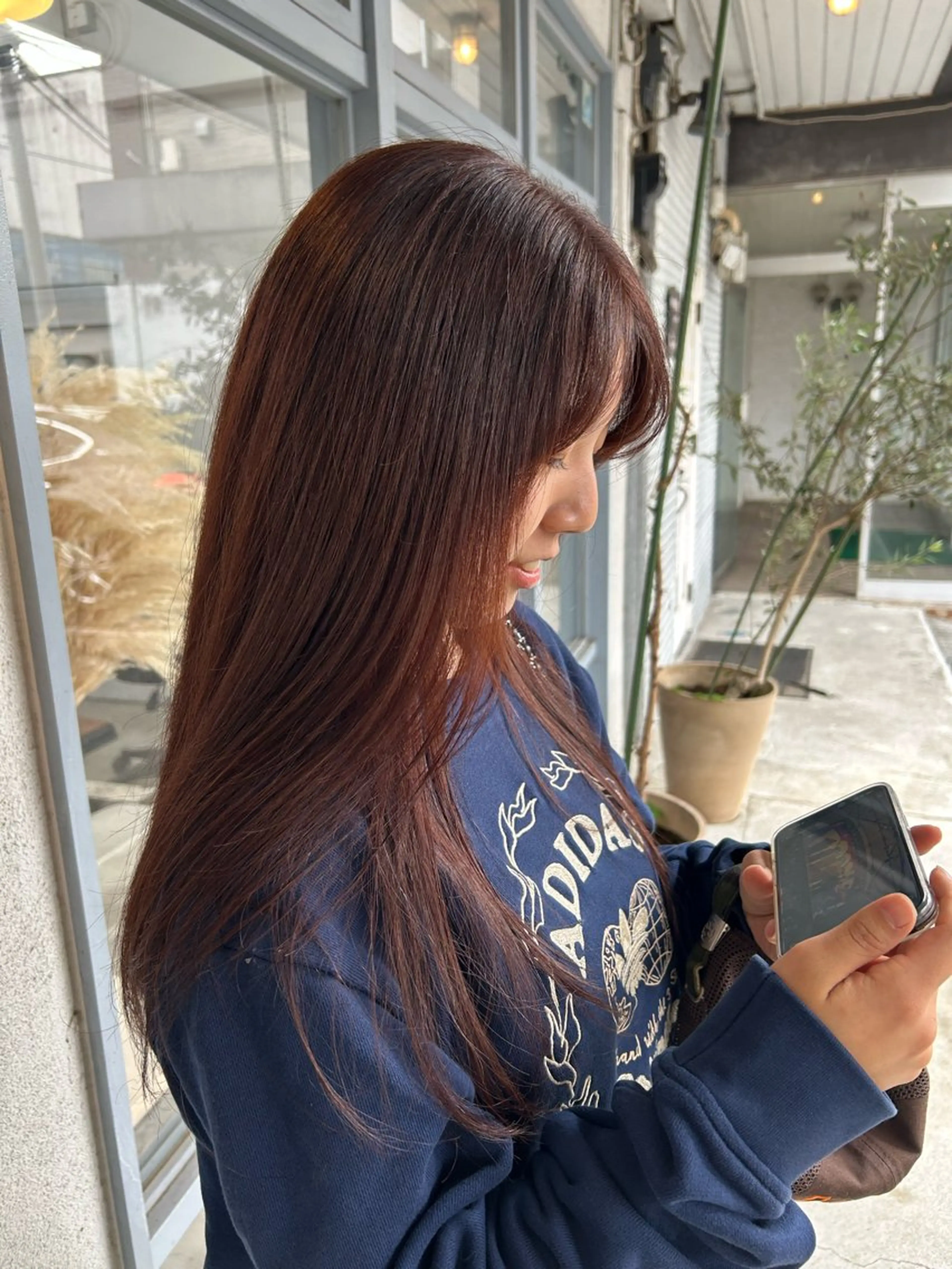 ロング オレンジブラウン ヘアカラー 本澤 朋香のヘアスタイル