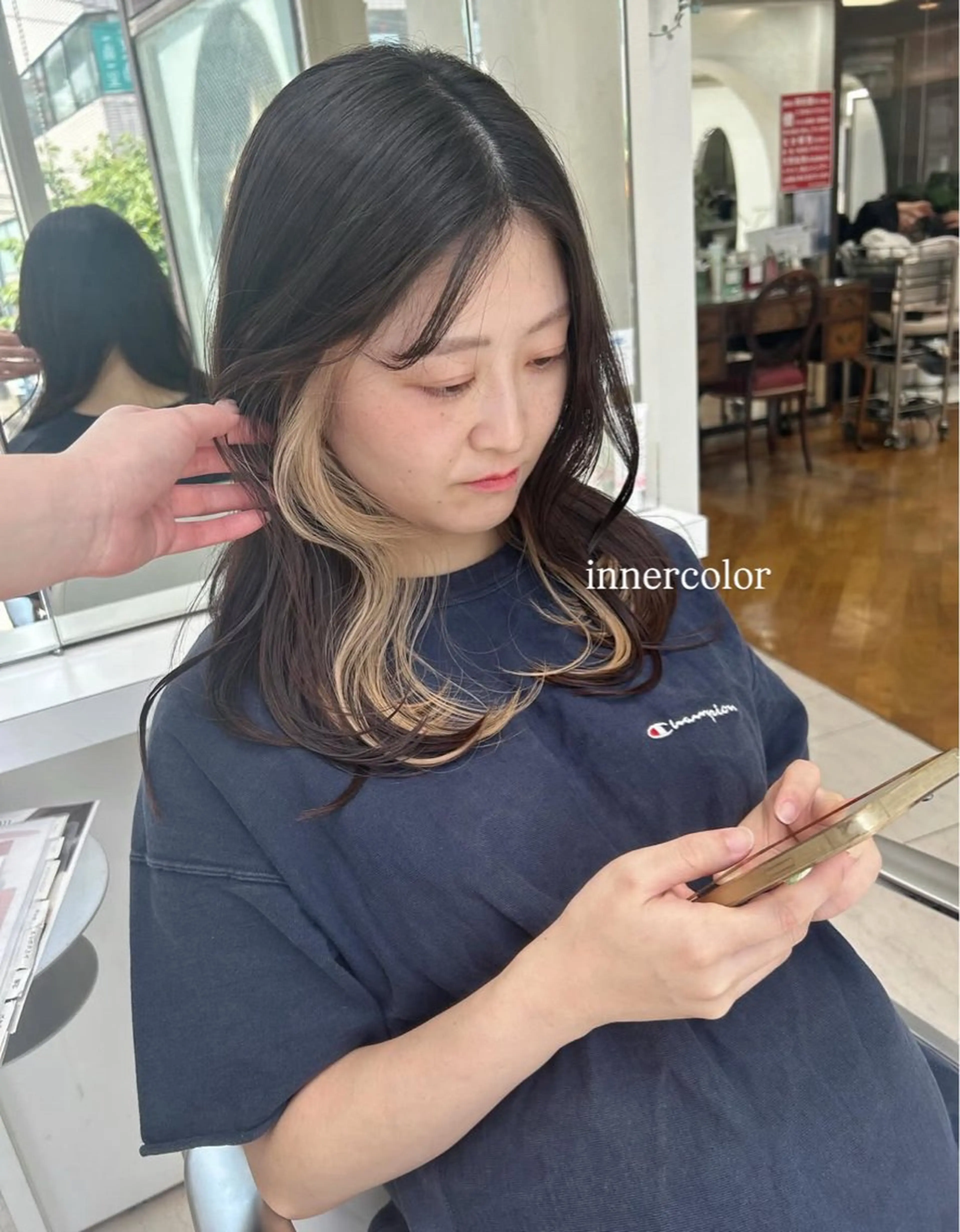 セミロング カラー インナーカラー ヘアカラー ありむらもえ/ 透明感カラーのヘアスタイル