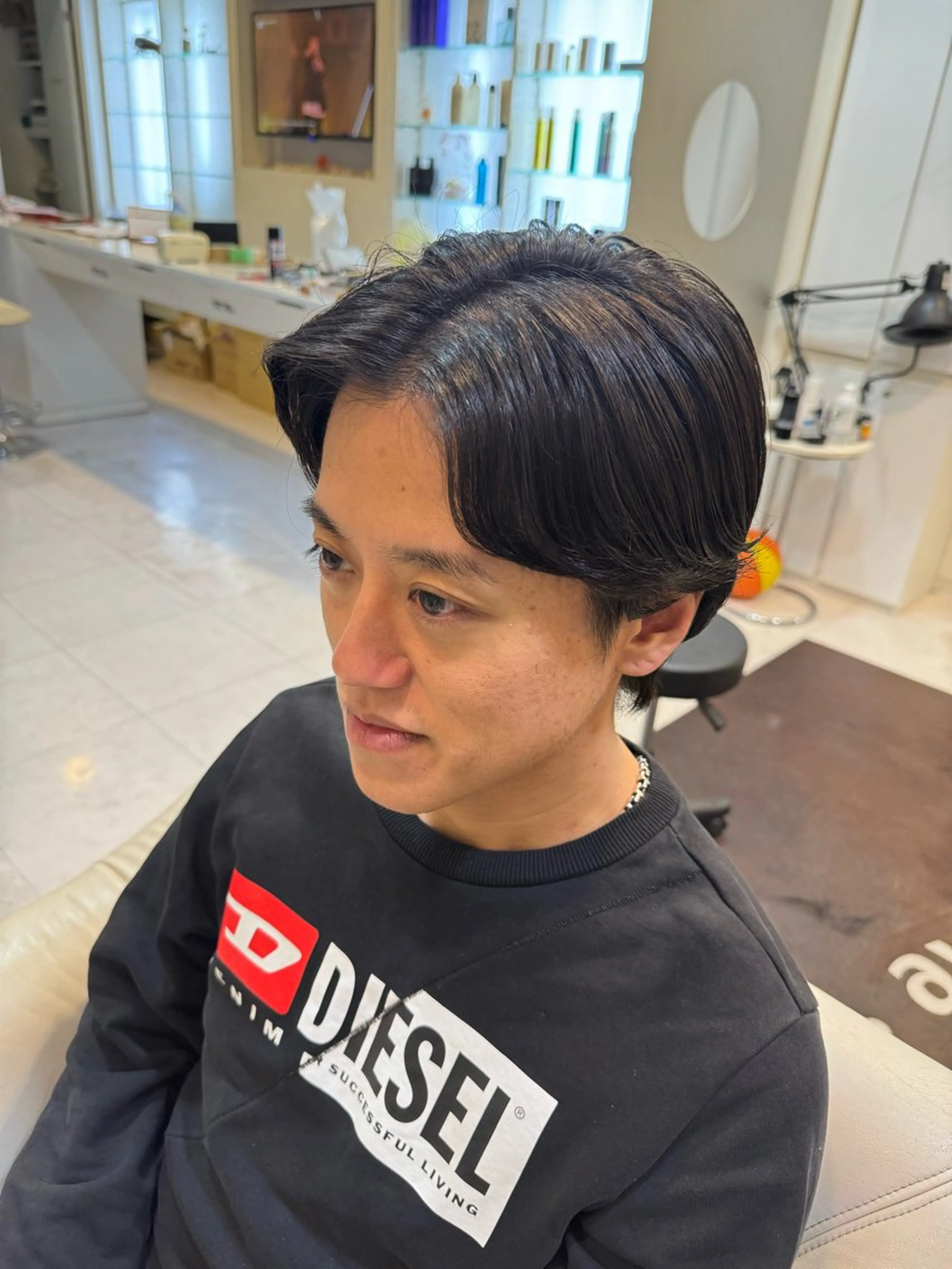 パーマ メンズ センターパート メンズパーマ カット パーマ 長屋 裕也のヘアスタイル