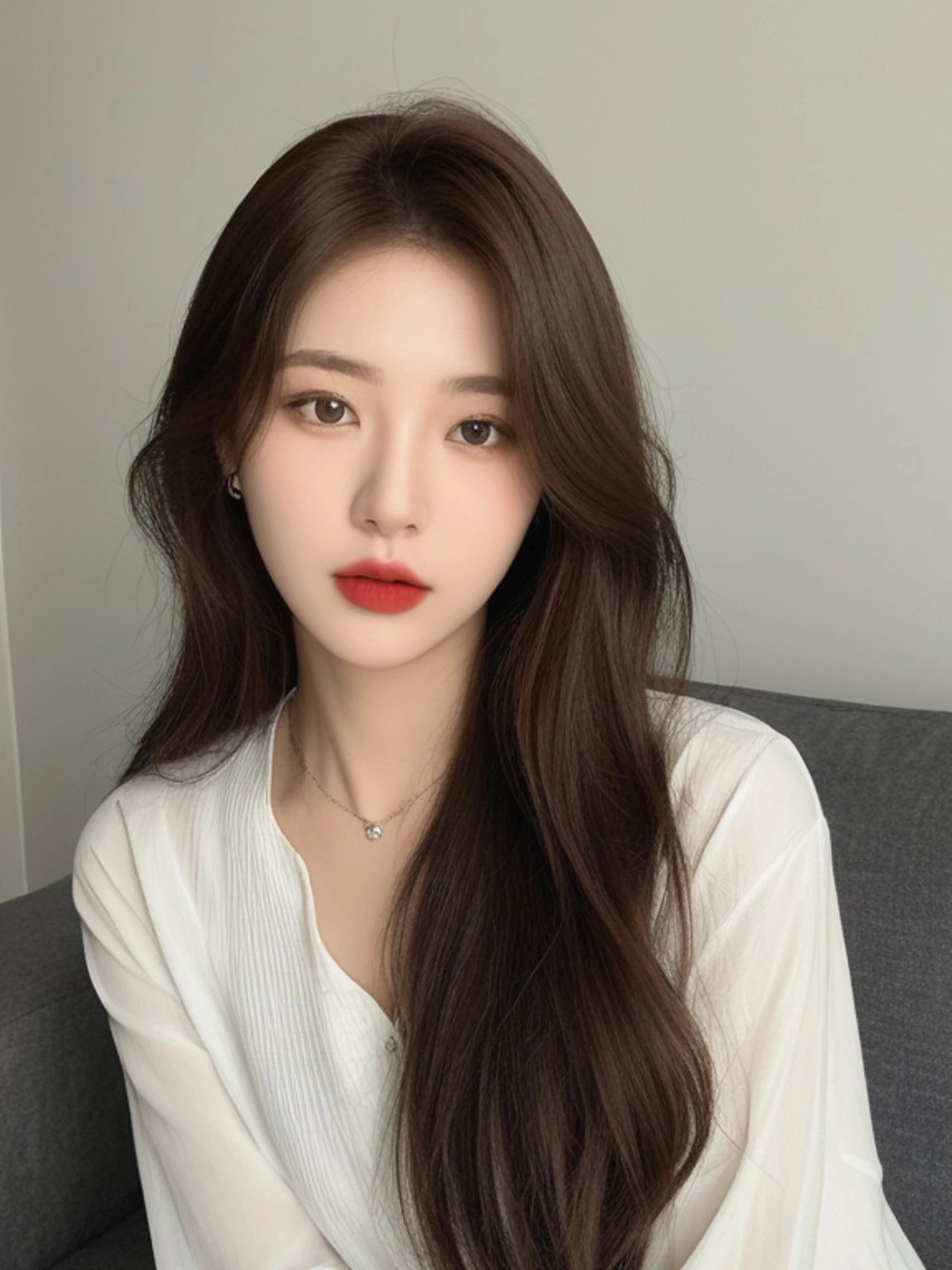 ロング くびれヘア 韓国風ヘア レイヤーカット カット ヘアカラー トリートメント 新宿/韓国レイヤー 顔まわり/RIKUのヘアスタイル