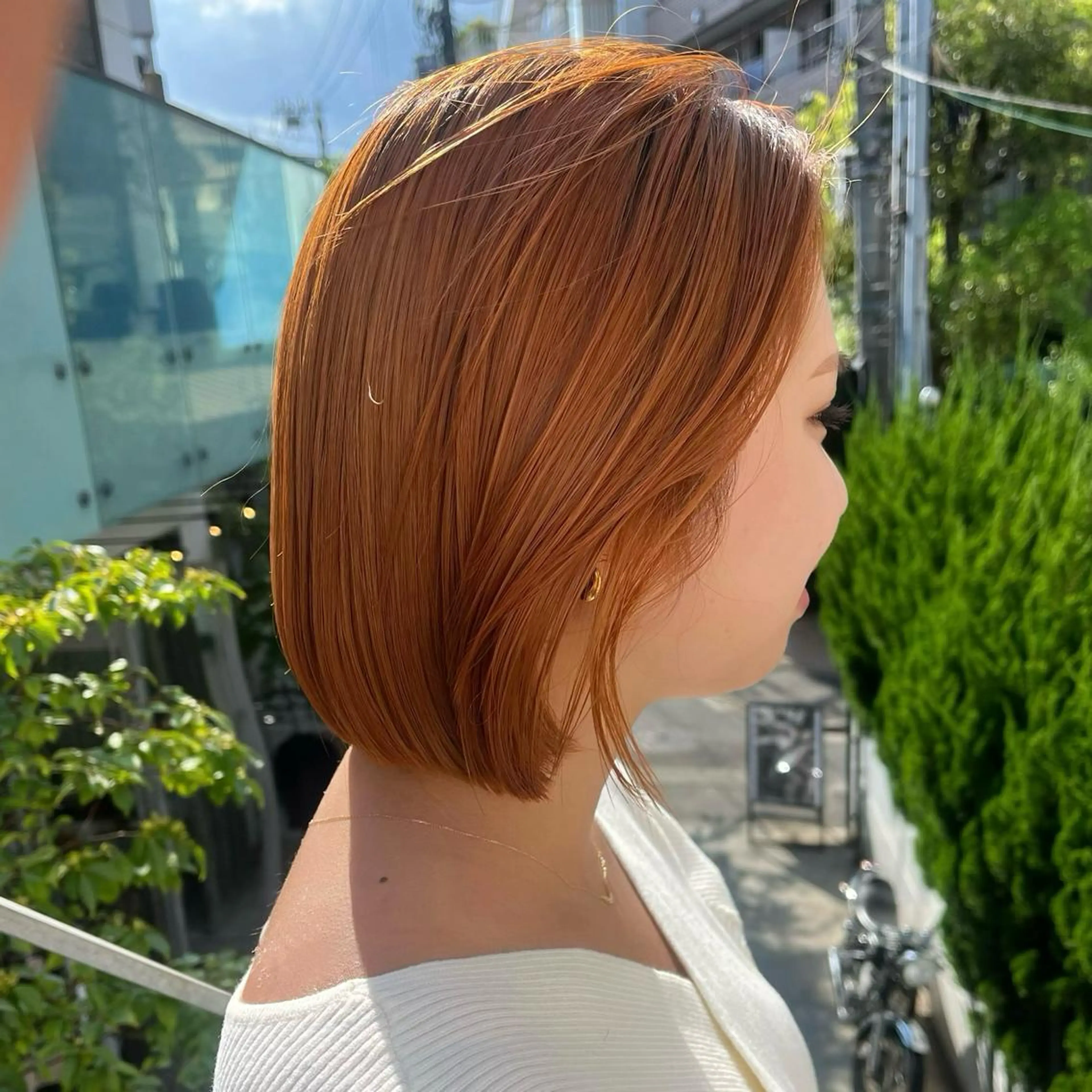 ショート カラー オレンジ ボブハイトーン🦖 デザインMAMIのヘアスタイル