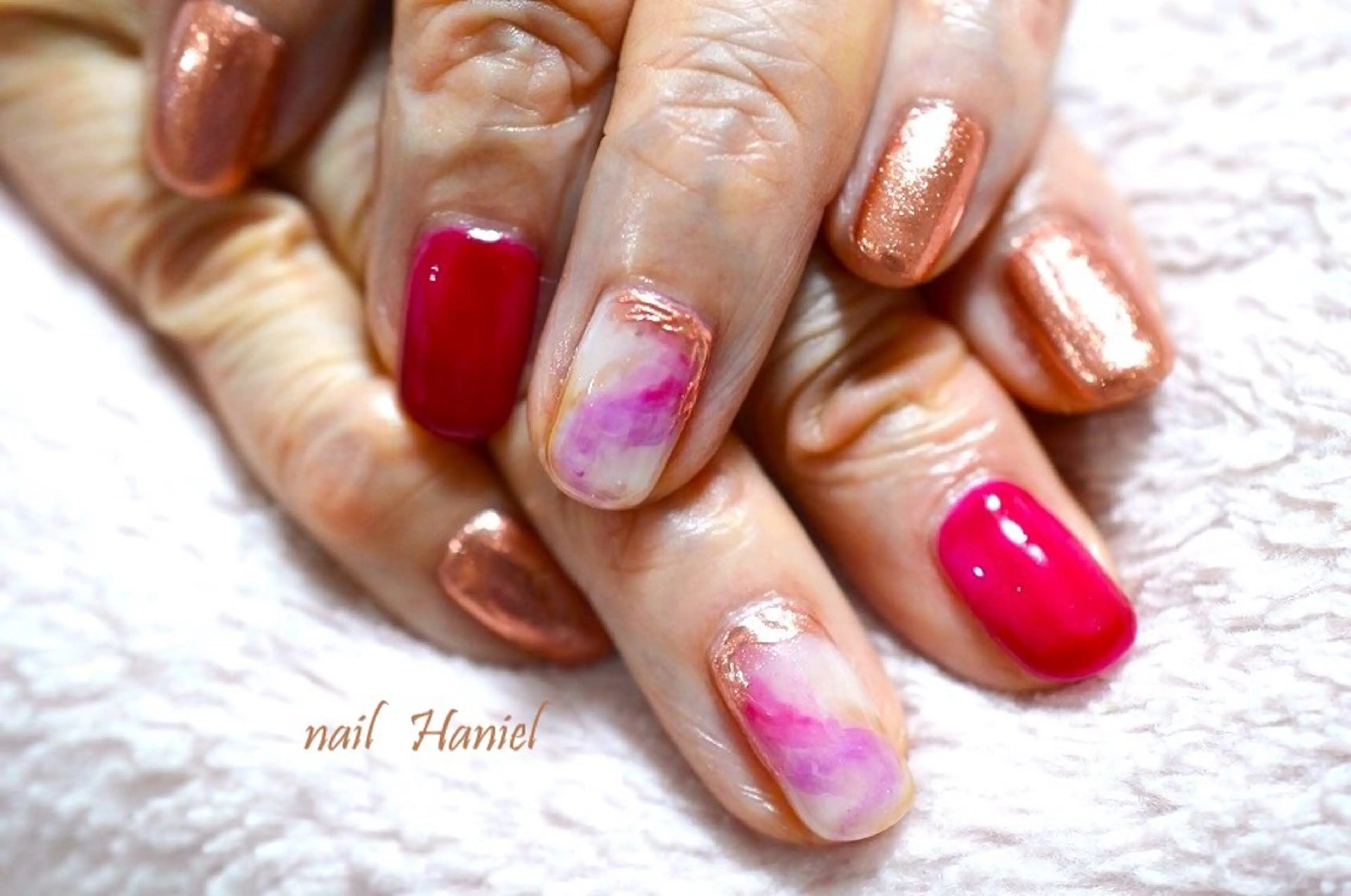 ネイル アートネイル フレンチネイル ジェルネイル ミラーネイル オフィスネイル nail Haniel所属・半蔵門サロンハニエル 魅神 ちよのネイルデザイン