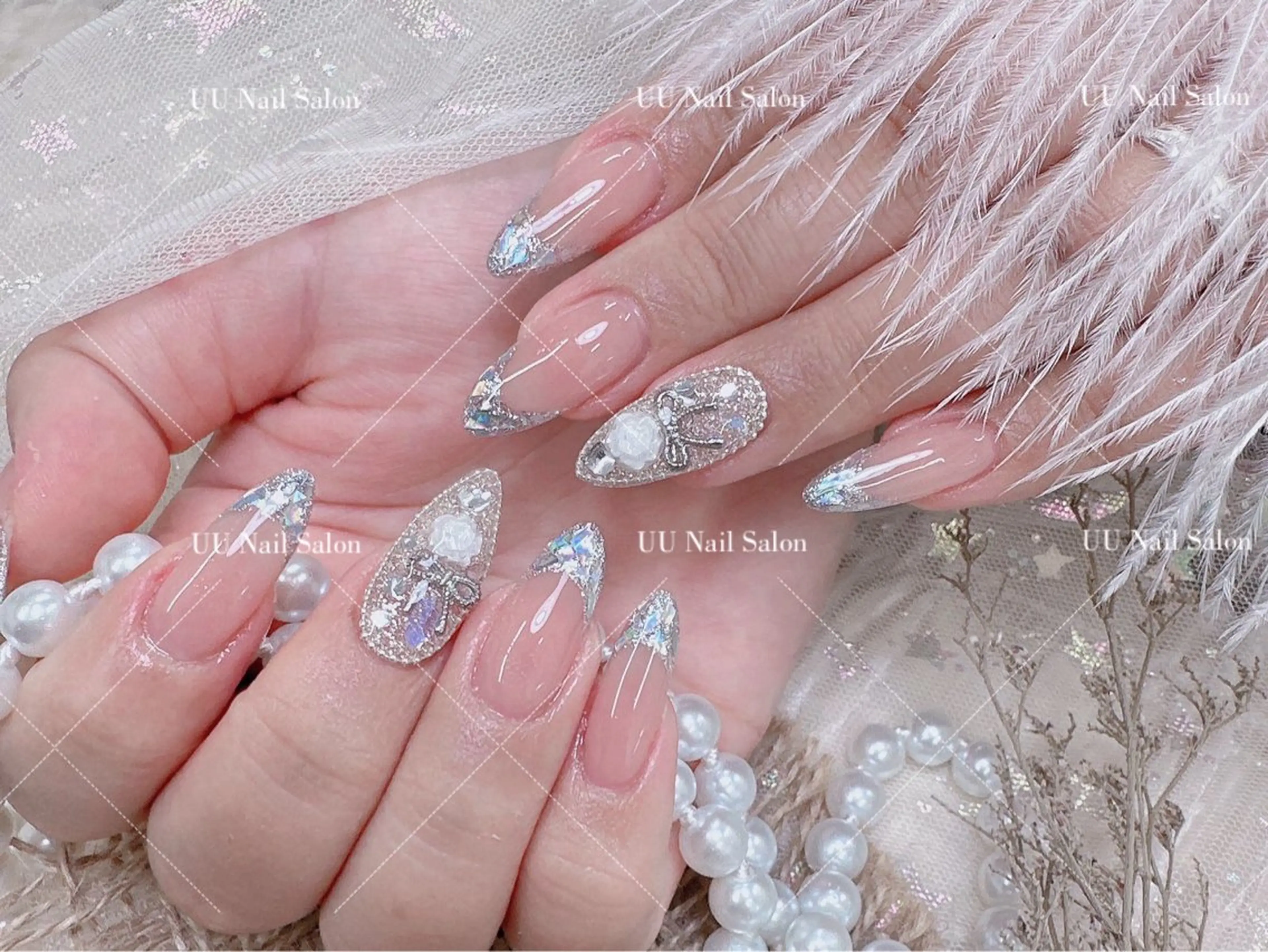 ネイル フレンチネイル ガラスフレンチ ハンドネイル UU Nail Salon 西川口のネイルデザイン