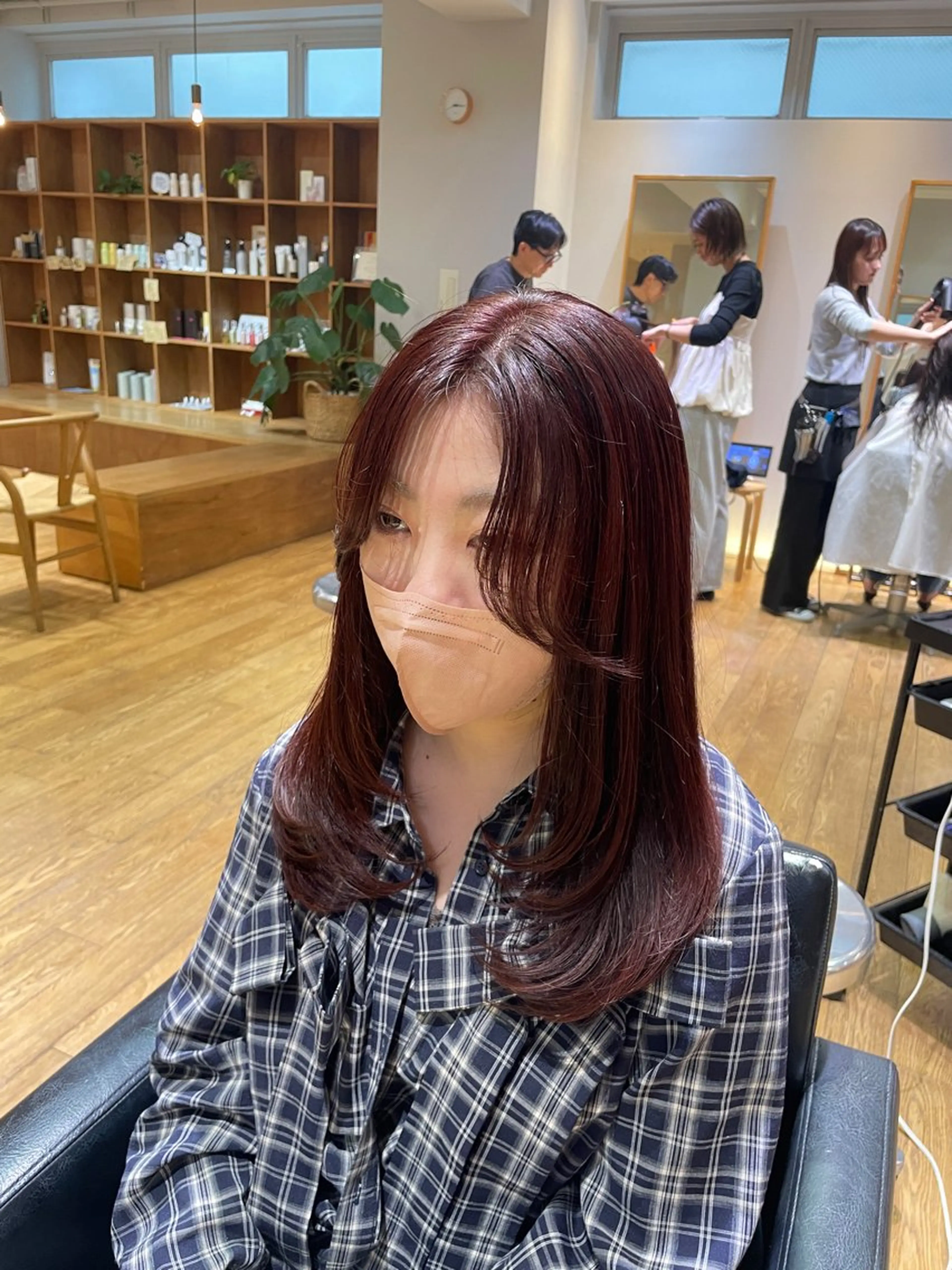 セミロング レイヤーカット ヘアカラー 縮毛矯正/暖色 カラー/ひかるのヘアスタイル