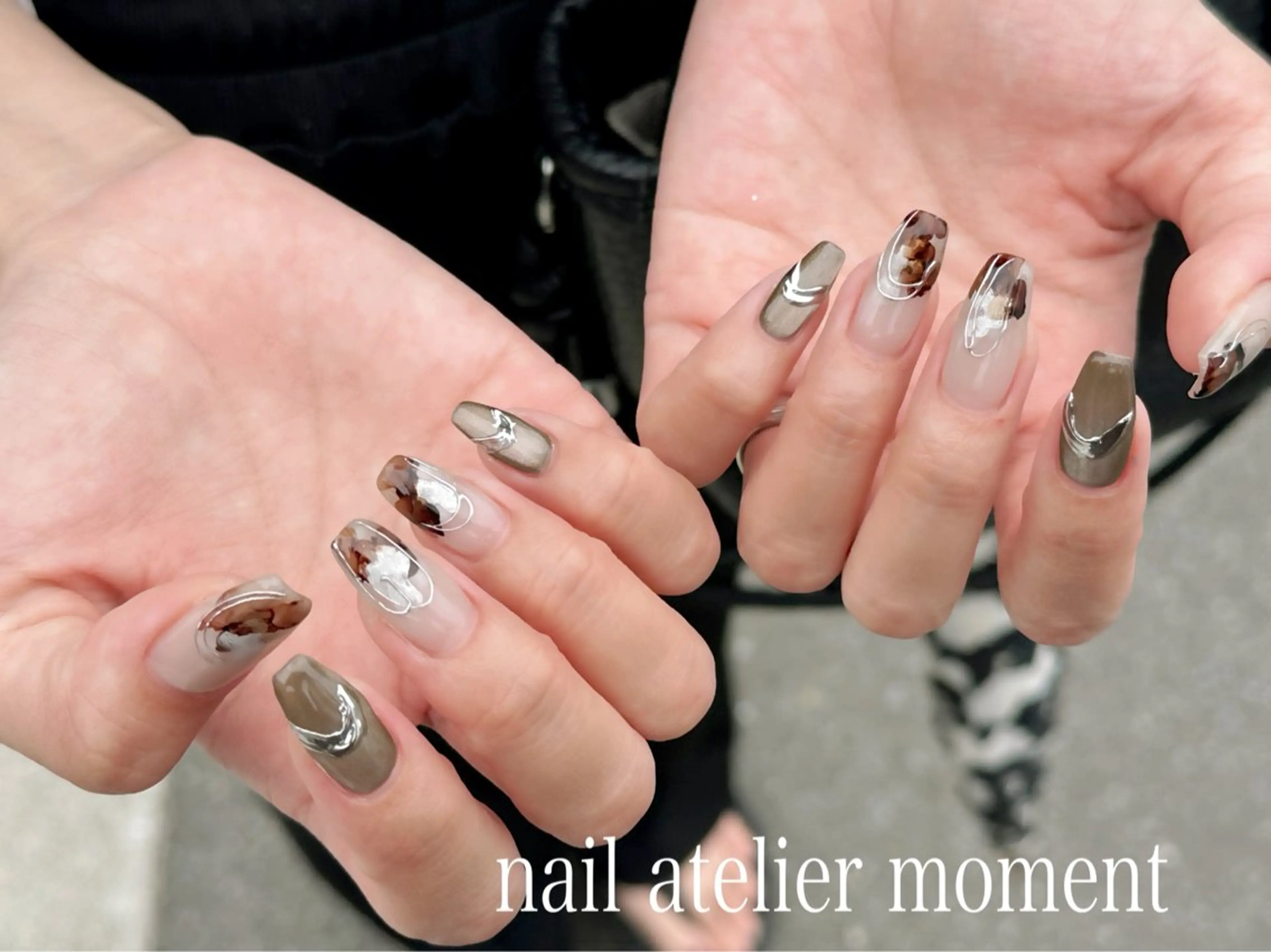 ネイル ブラウン ハンドネイル nail atelier_Moment所属・nail Momentのネイルデザイン