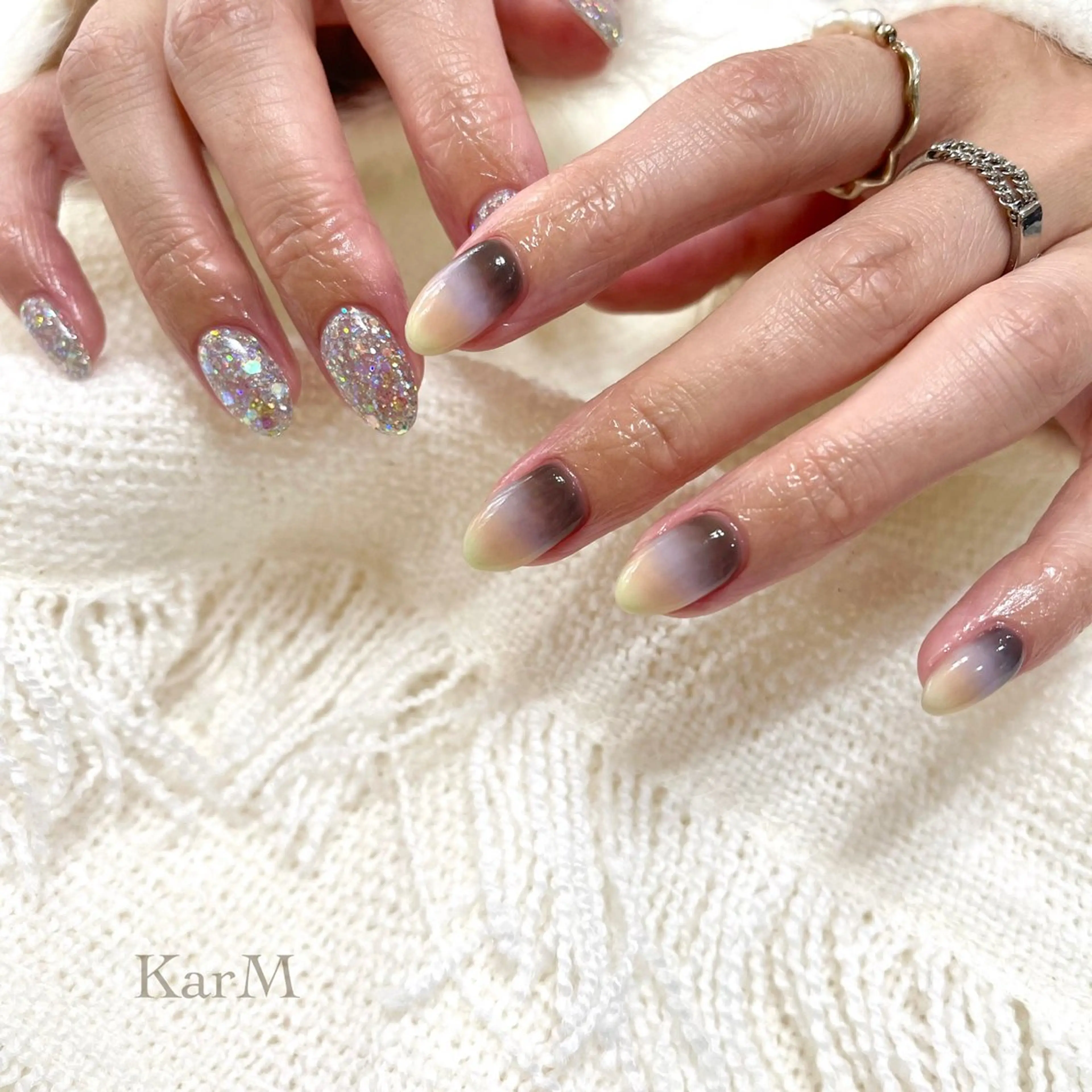ネイル オーロラネイル チークネイル フットネイル フレンチネイル 韓国ネイル ハンドネイル ogino karinのネイルデザイン