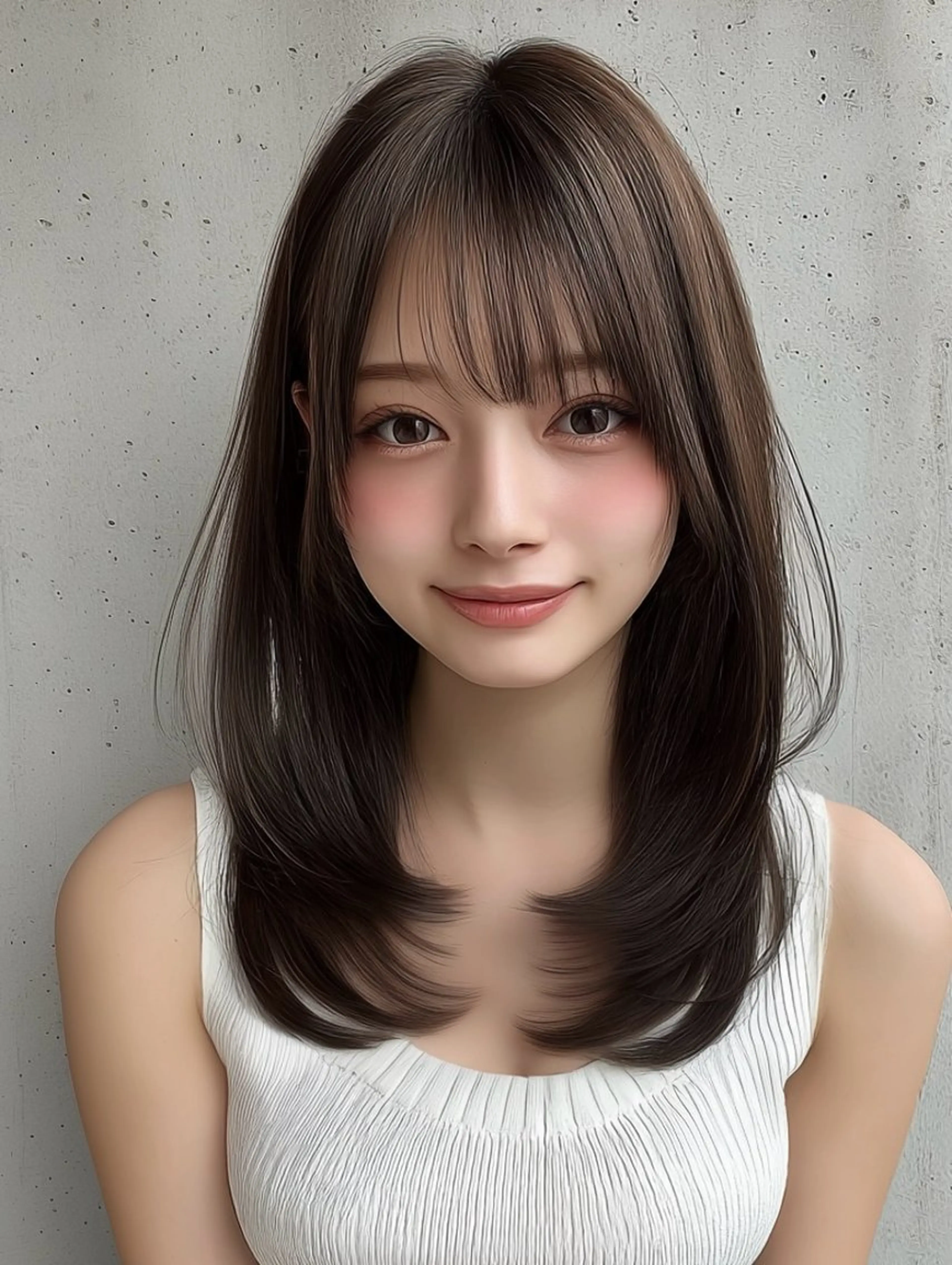 ミディアム レイヤー×ツヤカラー 渋谷/kougaのヘアスタイル