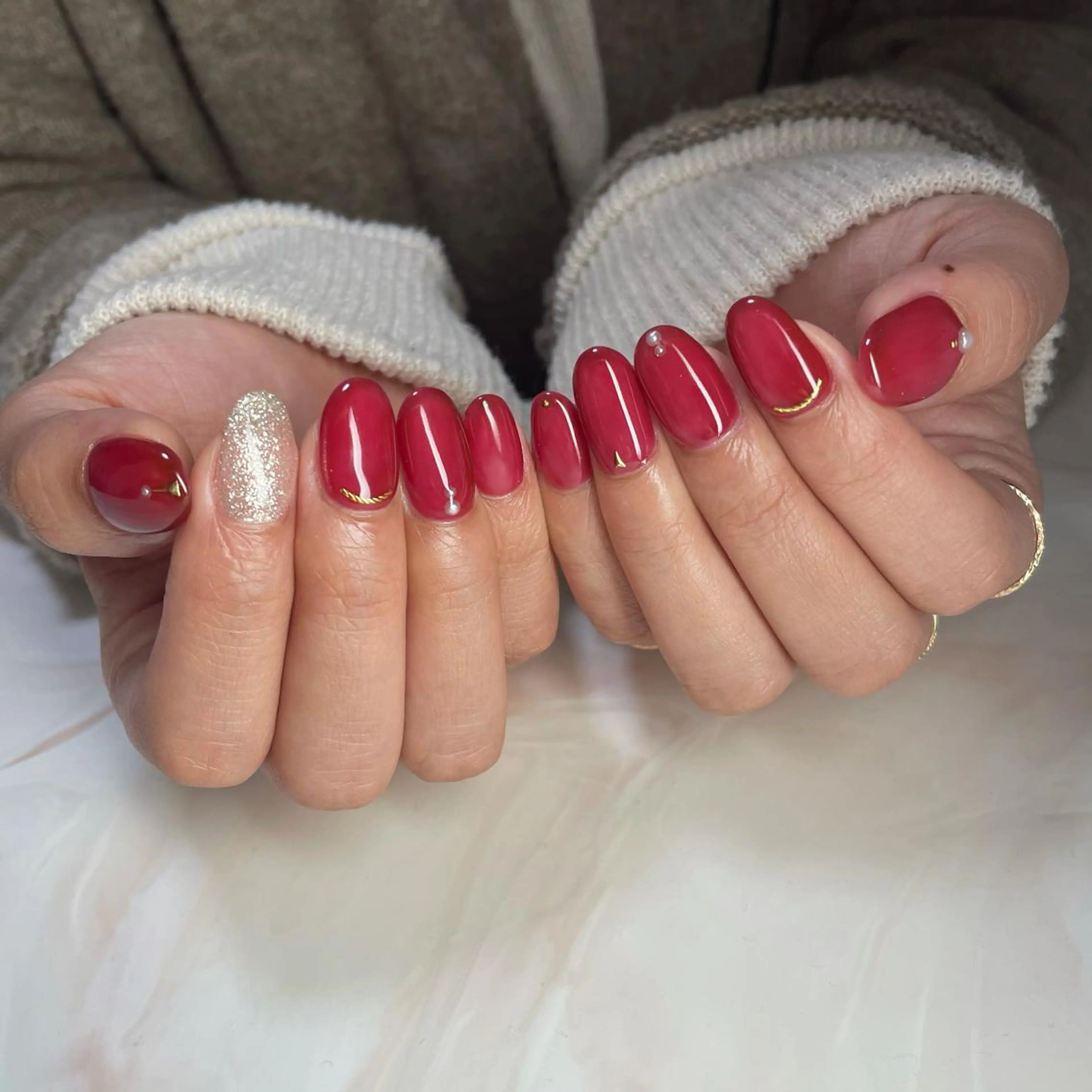 ネイル ボルドー クリアネイル Mnail mayuのネイルデザイン