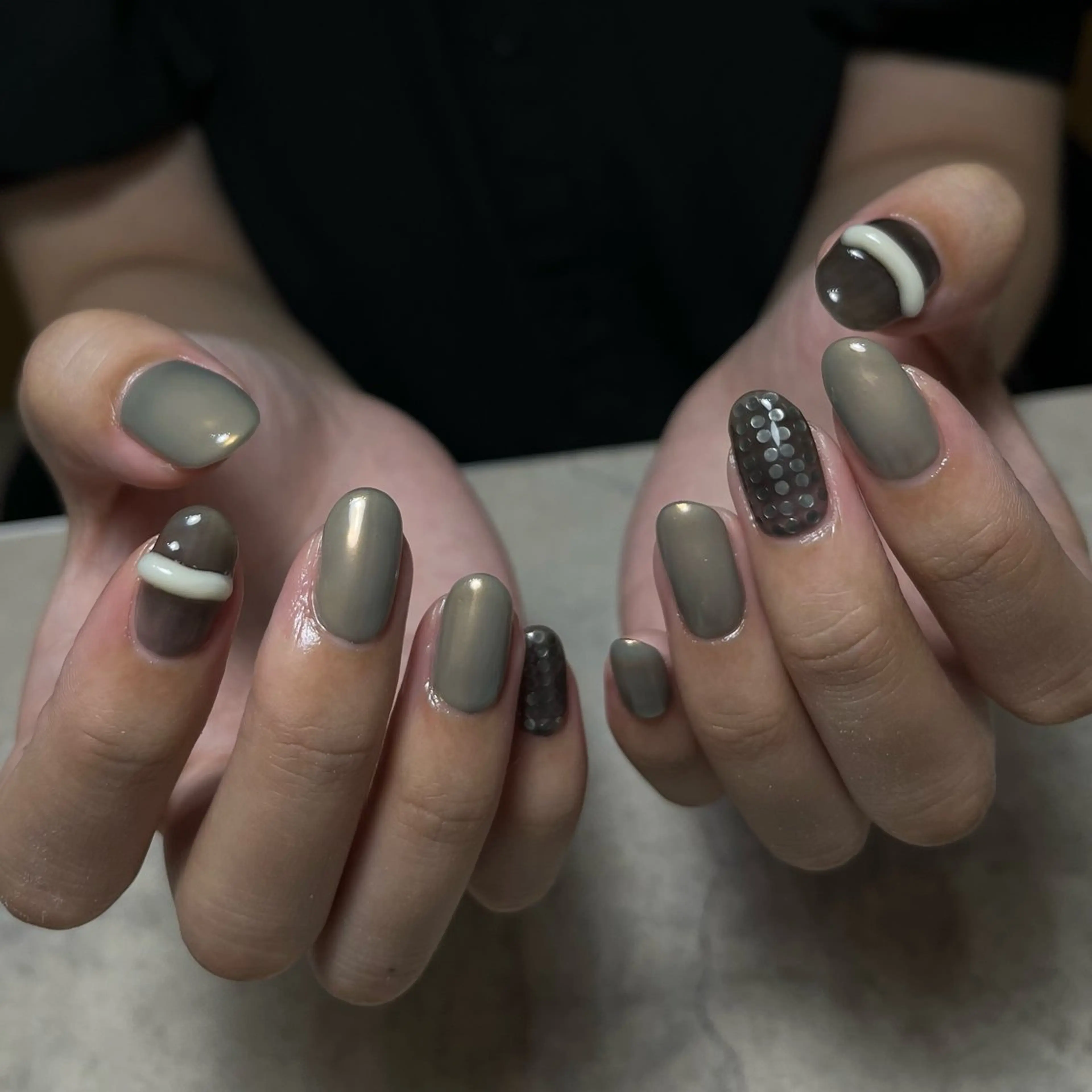 ネイル グリーン ハンドネイル nail salon O (en)所属・vegh. nail/阿波座のネイルデザイン