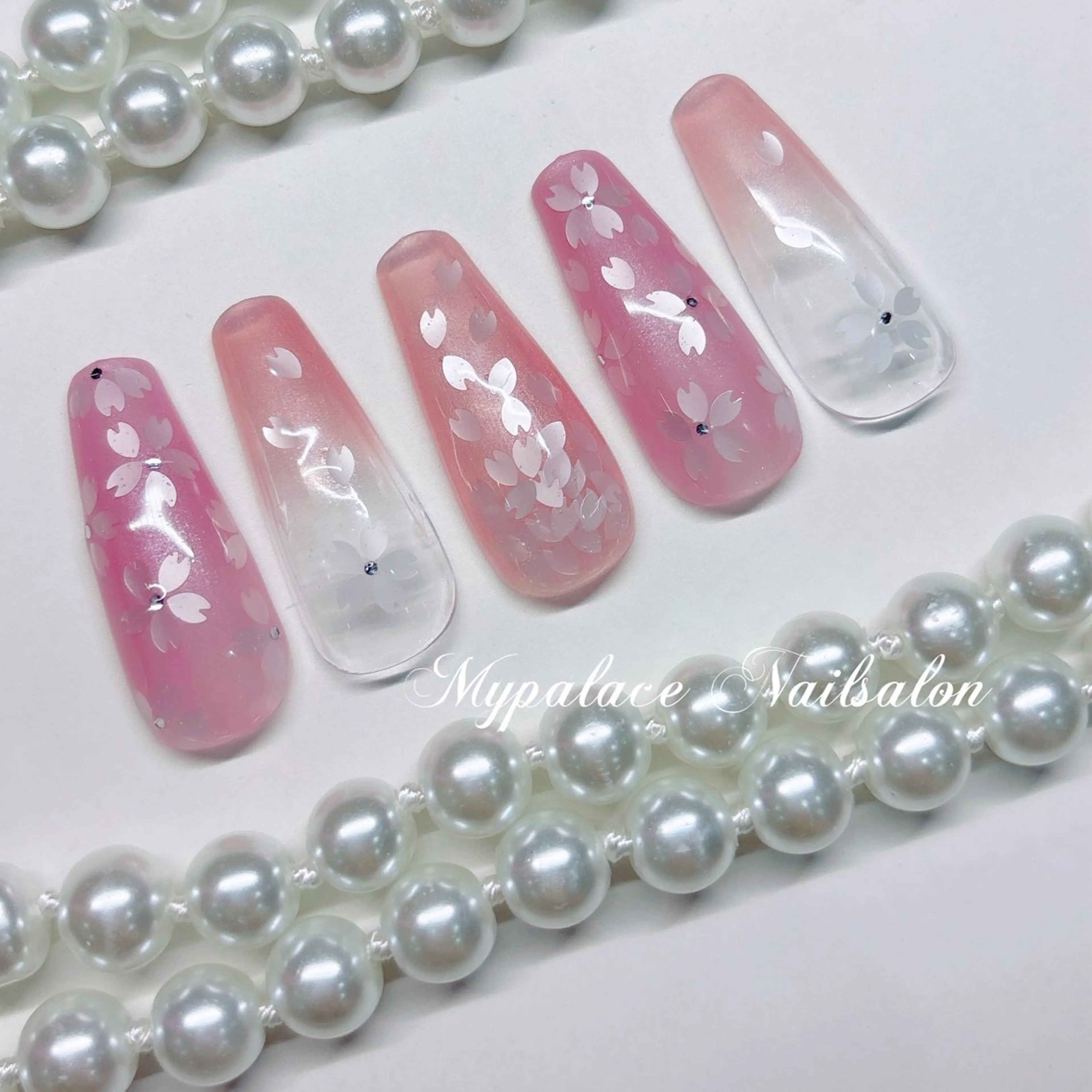 ネイル 桜ネイル ピンク ハンドネイル Yuis Nailスカルプ専門のネイルデザイン