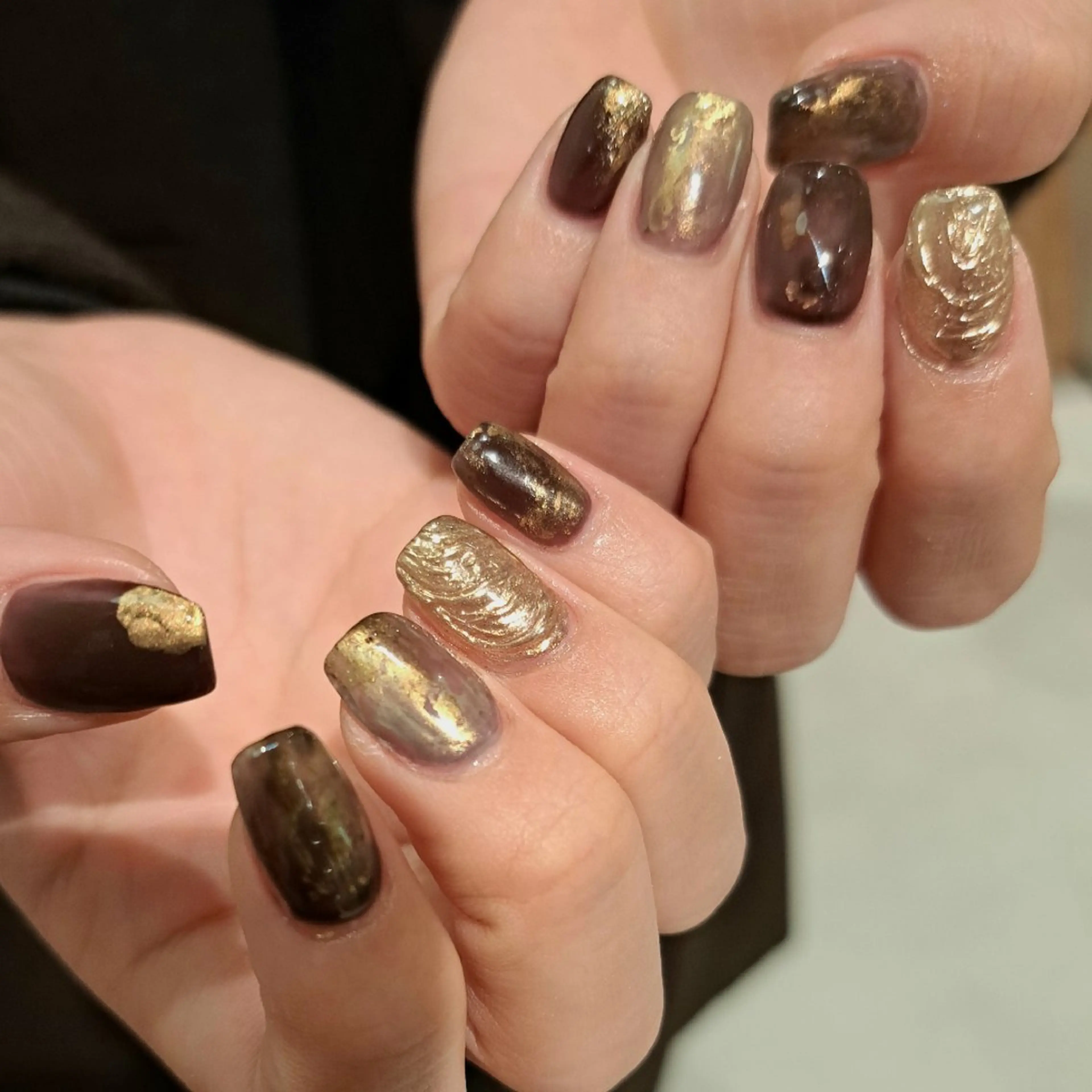 ネイル アートネイル ブラウン 持ち込み ニュアンスネイル オフィスネイル Nail mood /アートし放題のネイルデザイン
