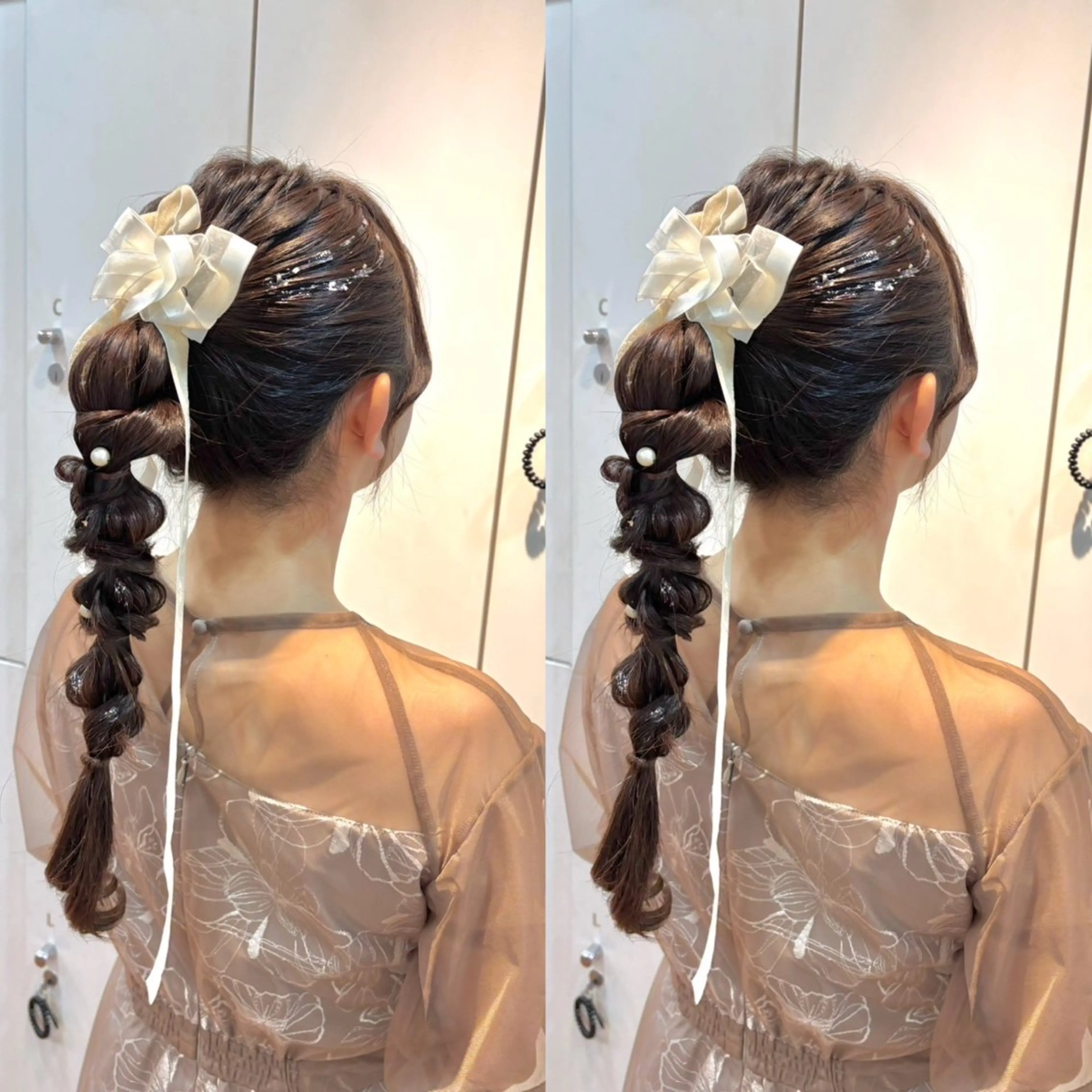 ロング ヘアアレンジ 結婚式・ブライダル ロング エクステ🎀艶カラー ✨しぇる🌙のヘアスタイル