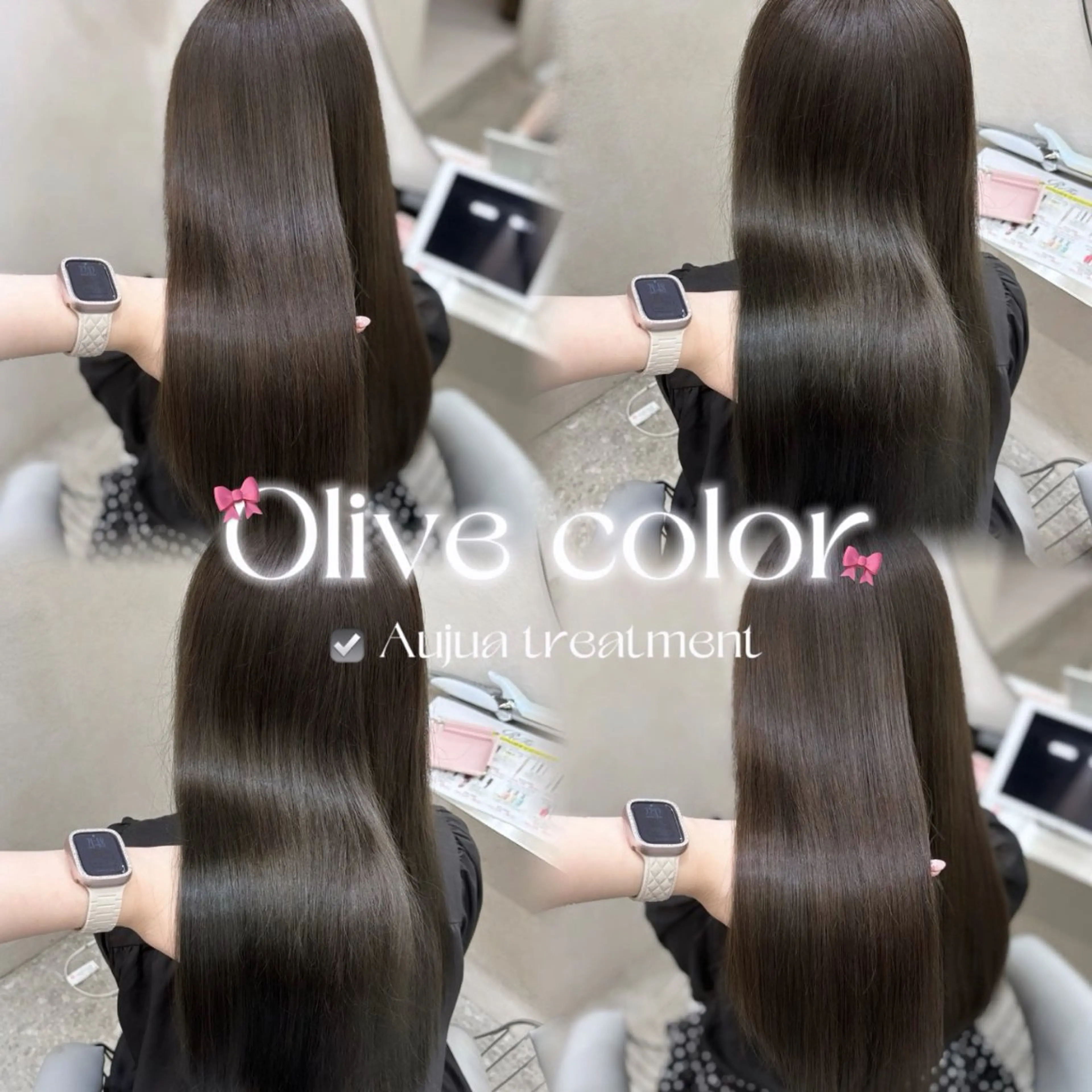 ロング カラー 透明感カラー オリーブカラー ヘアカラー トリートメント yurina🩰新宿 艶カラー・アレンジのヘアスタイル
