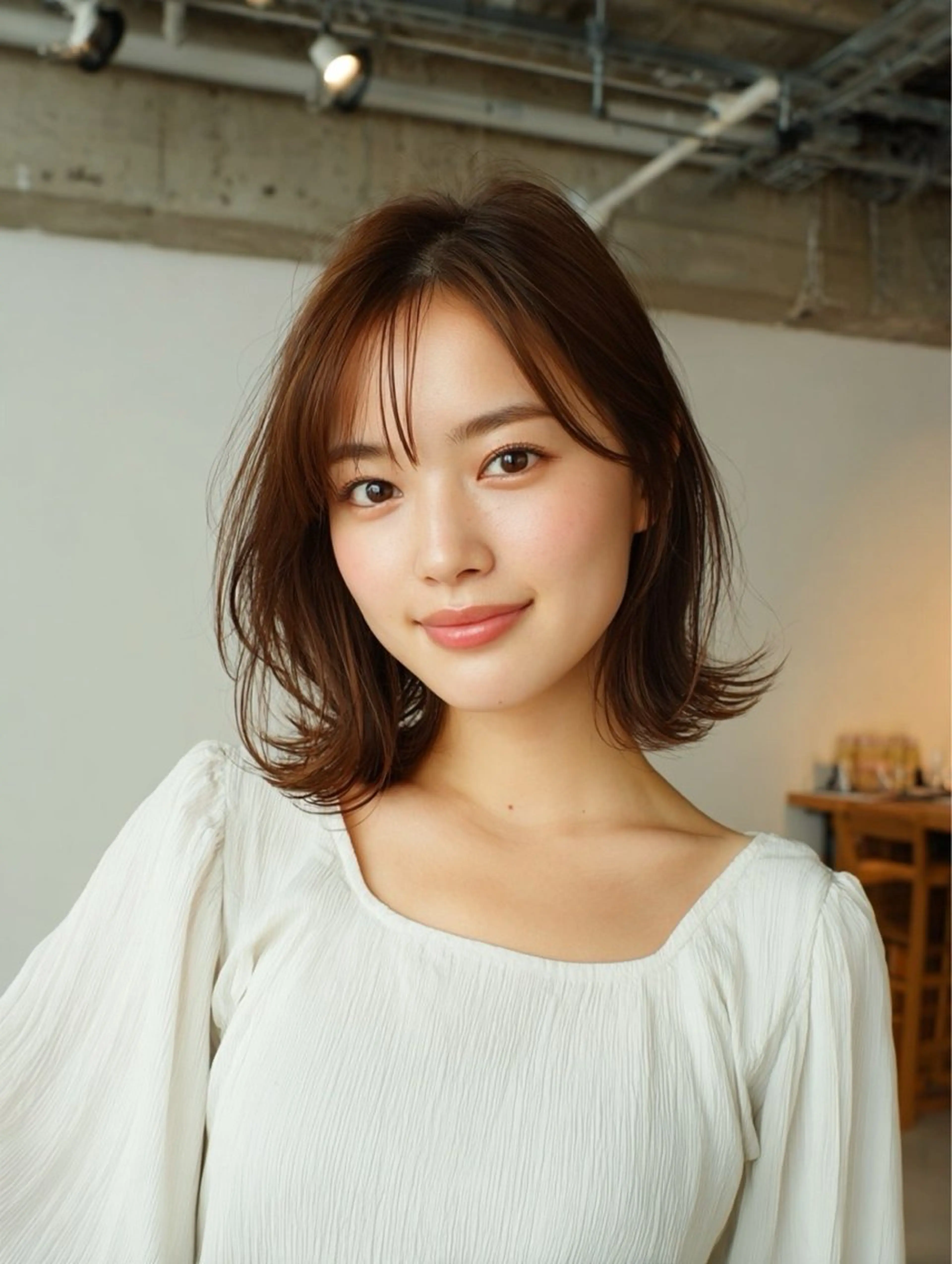 ミディアム ボブレイヤー ボブ くびれヘア レイヤーカット 小顔カット 柔らか透明感カラー ☀️koshi☀️のヘアスタイル