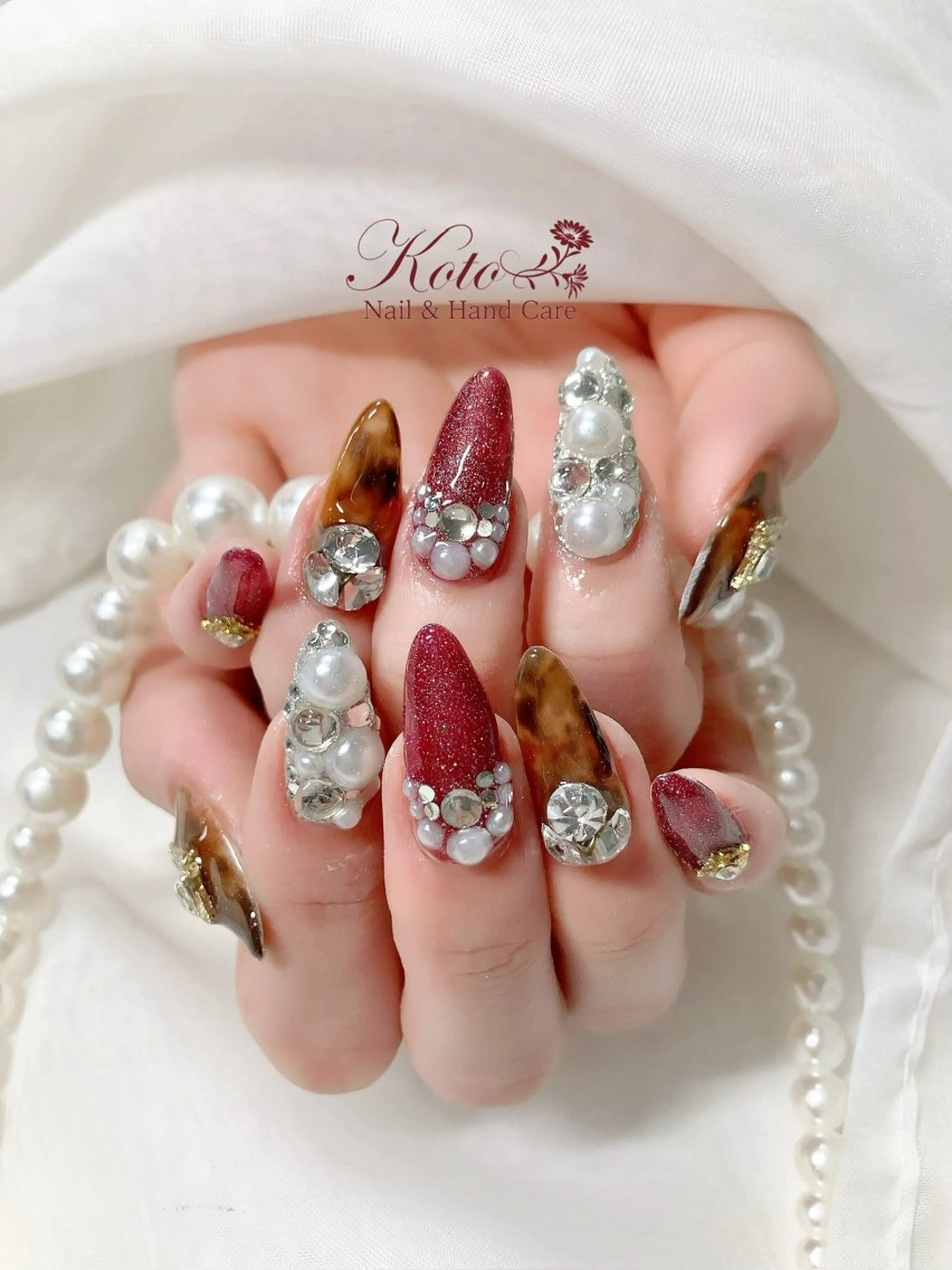 ネイル べっ甲ネイル 長さ出し ジェルネイル 持ち込み ニュアンスネイル ハンドネイル Nail Salon KOTOのネイルデザイン