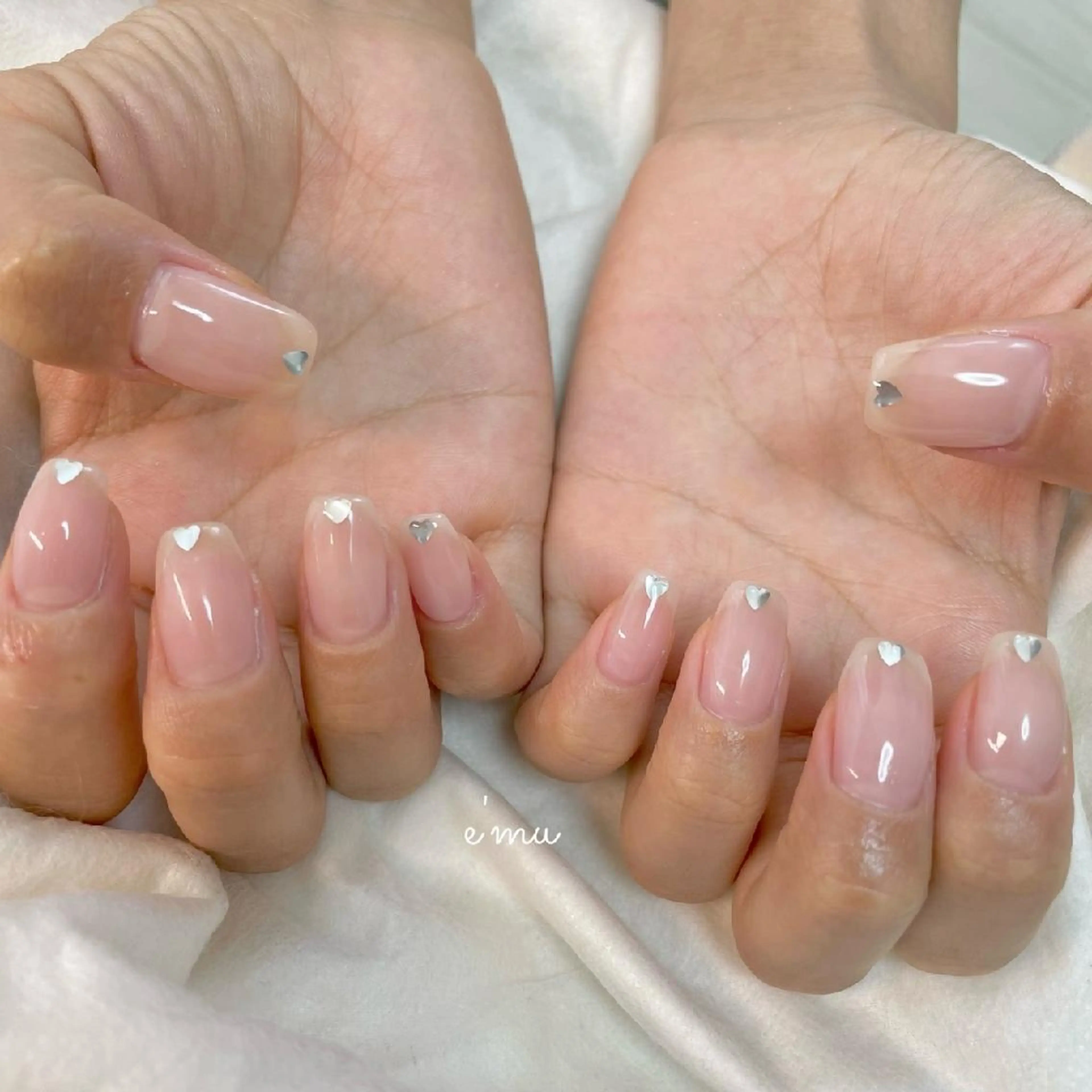 ネイル ハート 韓国ネイル シンプルネイル ハンドネイル nail salon e'mu💐のネイルデザイン