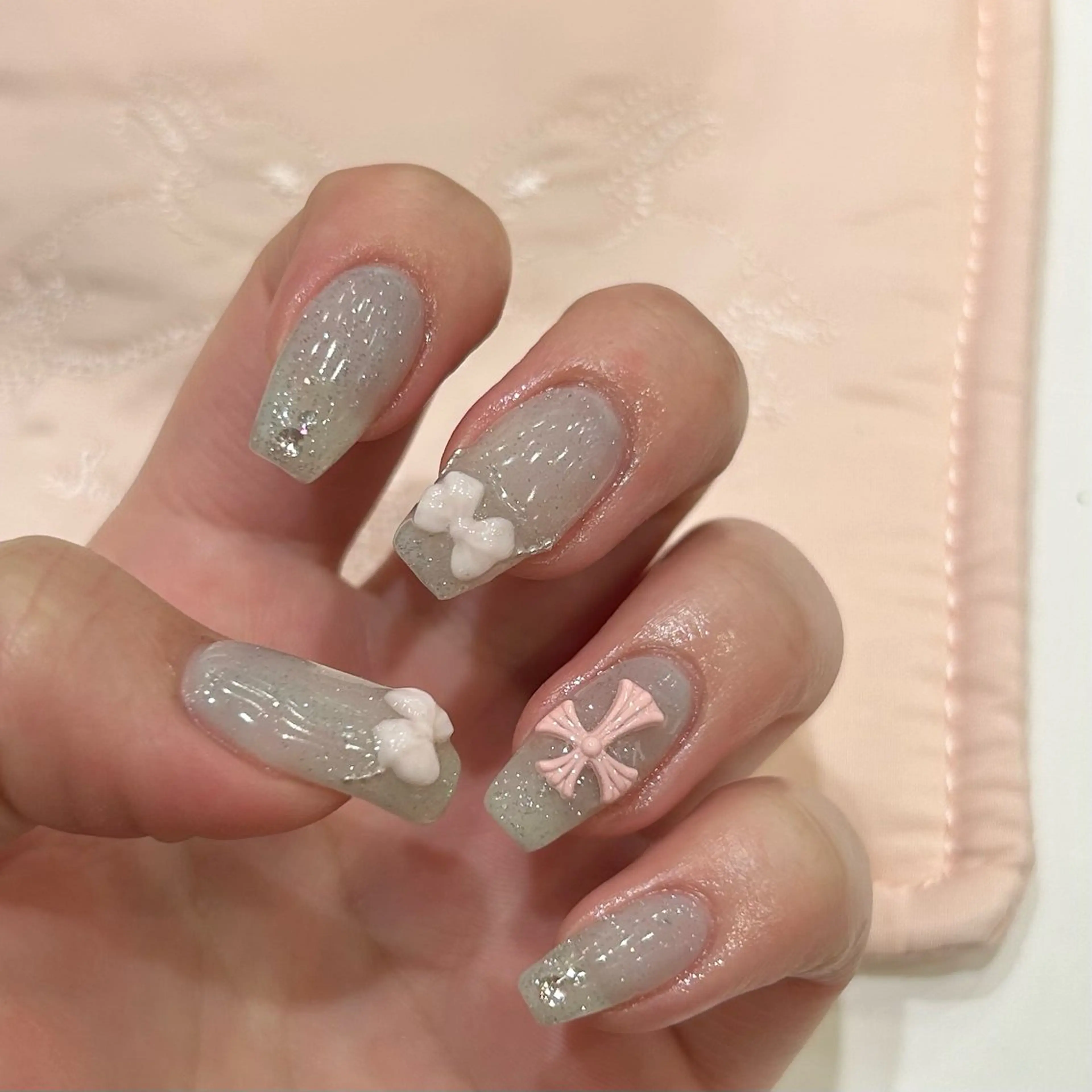 ネイル リボン ハンドネイル nail ♡" Riri韓国ガーリーのネイルデザイン