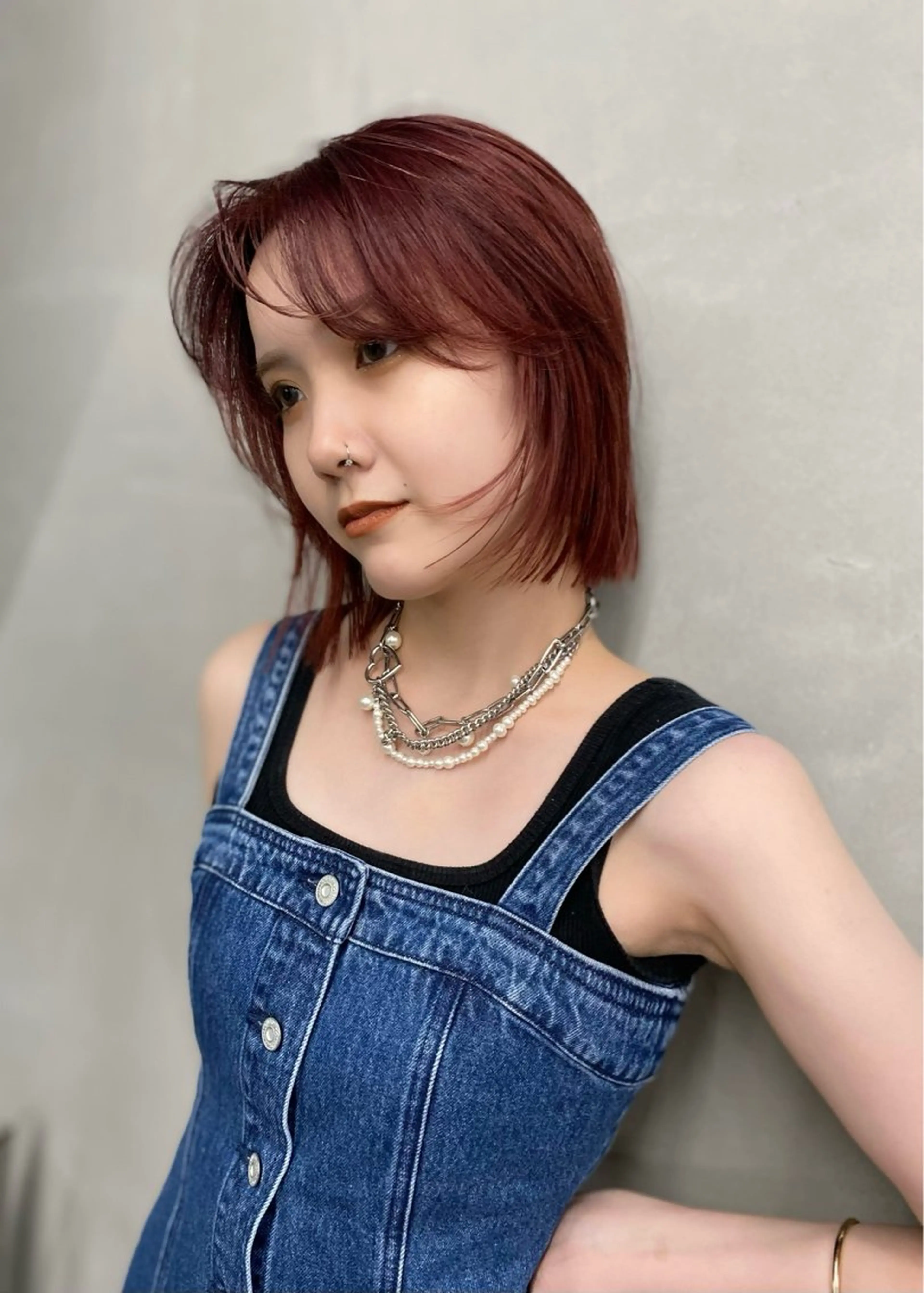 ミディアム カラー ヘアアレンジ ブリーチ レッドカラー ヘアカラー トリートメント お呼ばれヘアアレンジ mina🌷のヘアスタイル