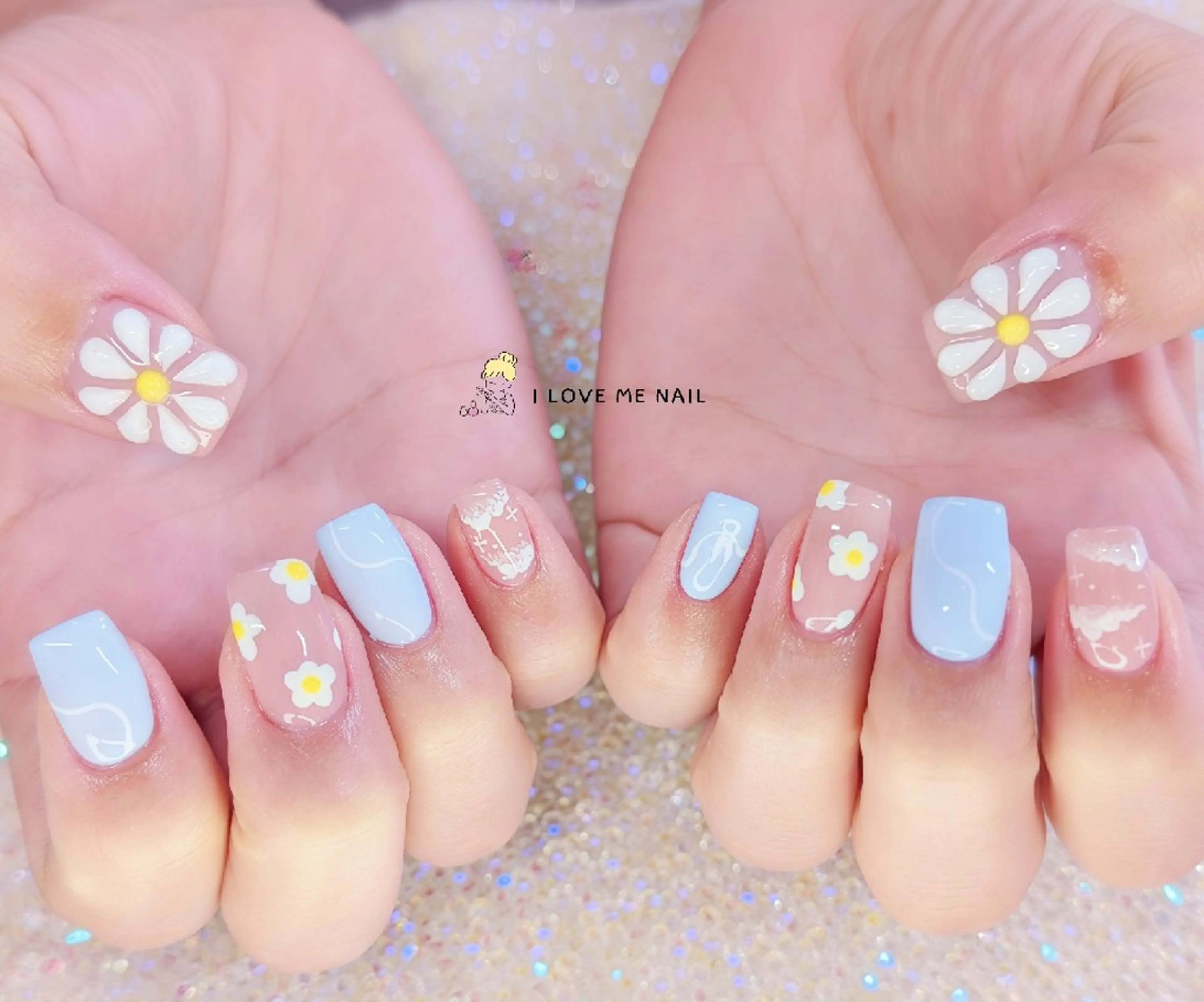 ネイル 長さ出し ハート 韓国ネイル マグネットネイル ニュアンスネイル ハンドネイル I LOVE ME  NAIL.。.:*♡のネイルデザイン