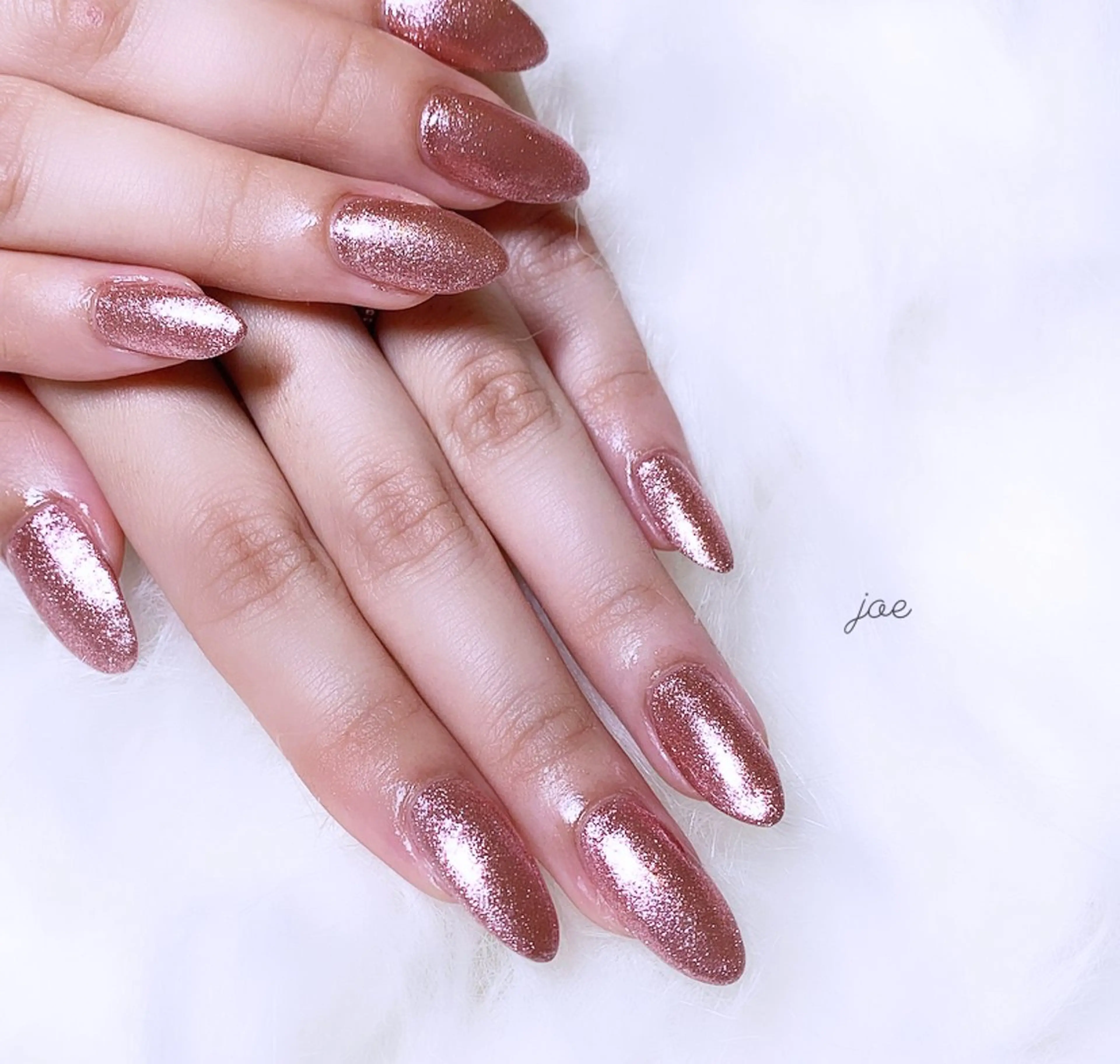 ネイル キラキラネイル ラメ(グリッター) ワンカラーネイル ピンク ハンドネイル EstheSalon J.o.e /石堂のネイルデザイン