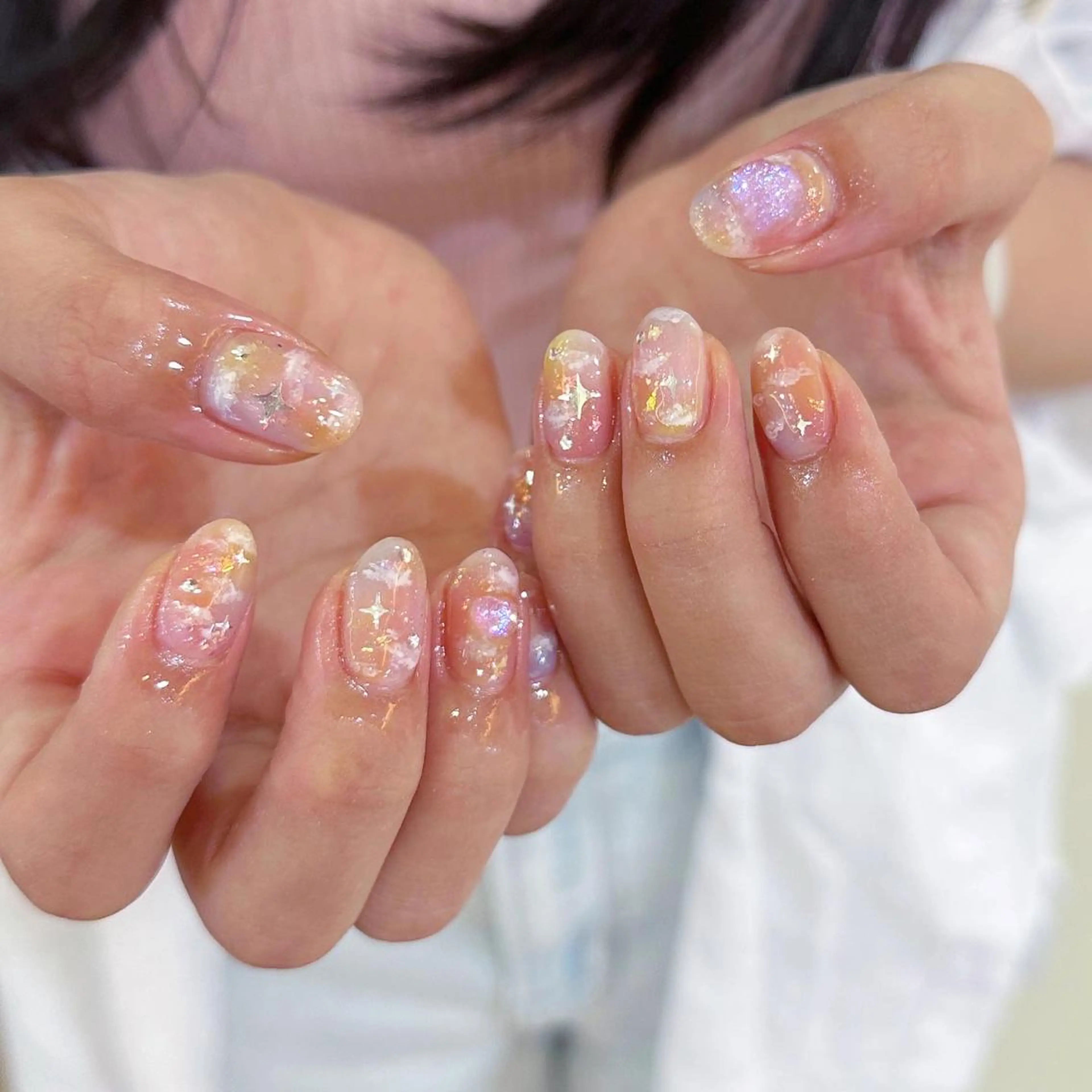 ネイル ハンドネイル 𝕄𝕚𝕪𝕦🤍 自由が丘⌇パラジェルのネイルデザイン