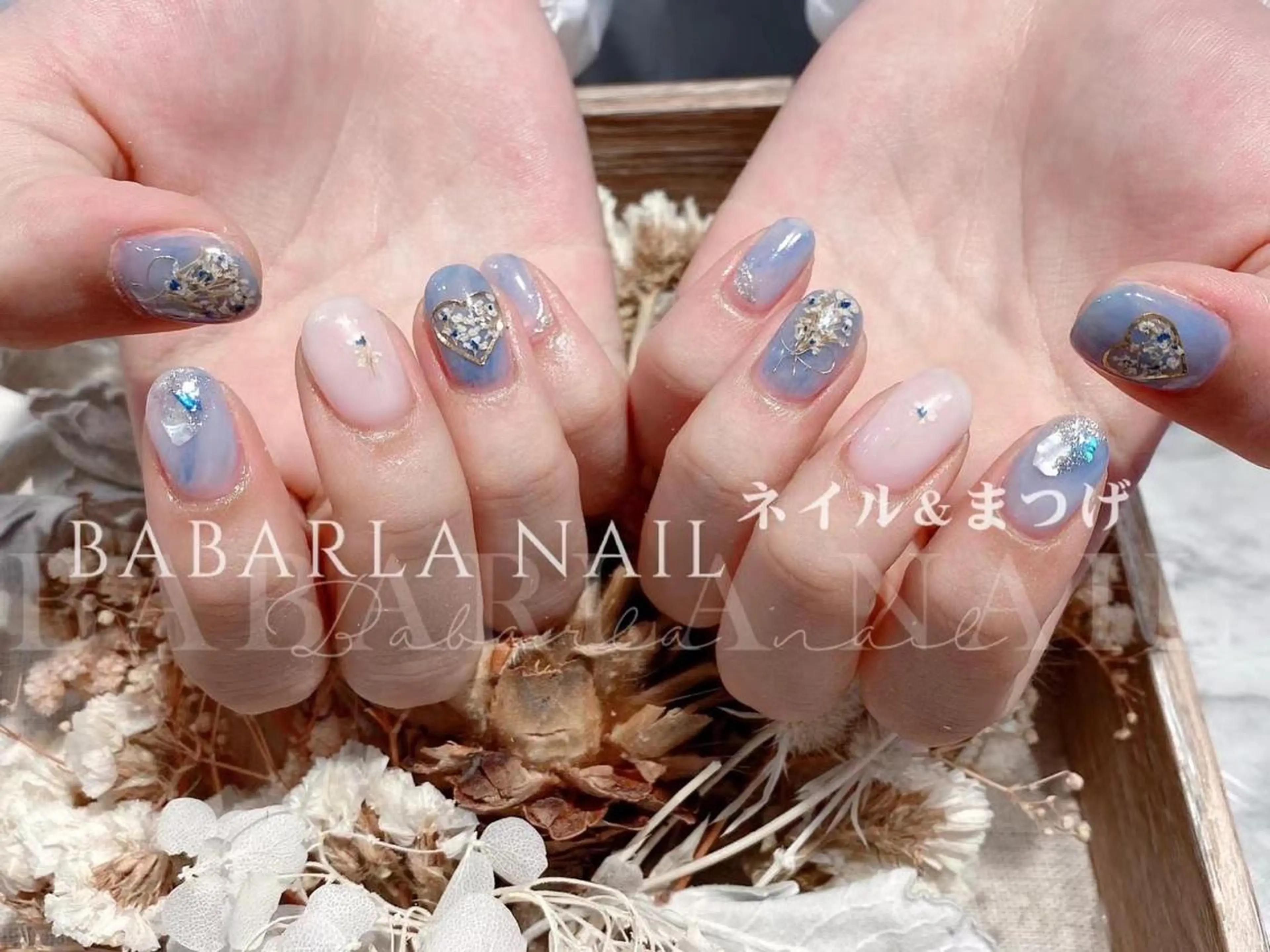 ネイル ブルー 大理石ネイル(マーブル) 春ネイル Babarla Nailのネイルデザイン