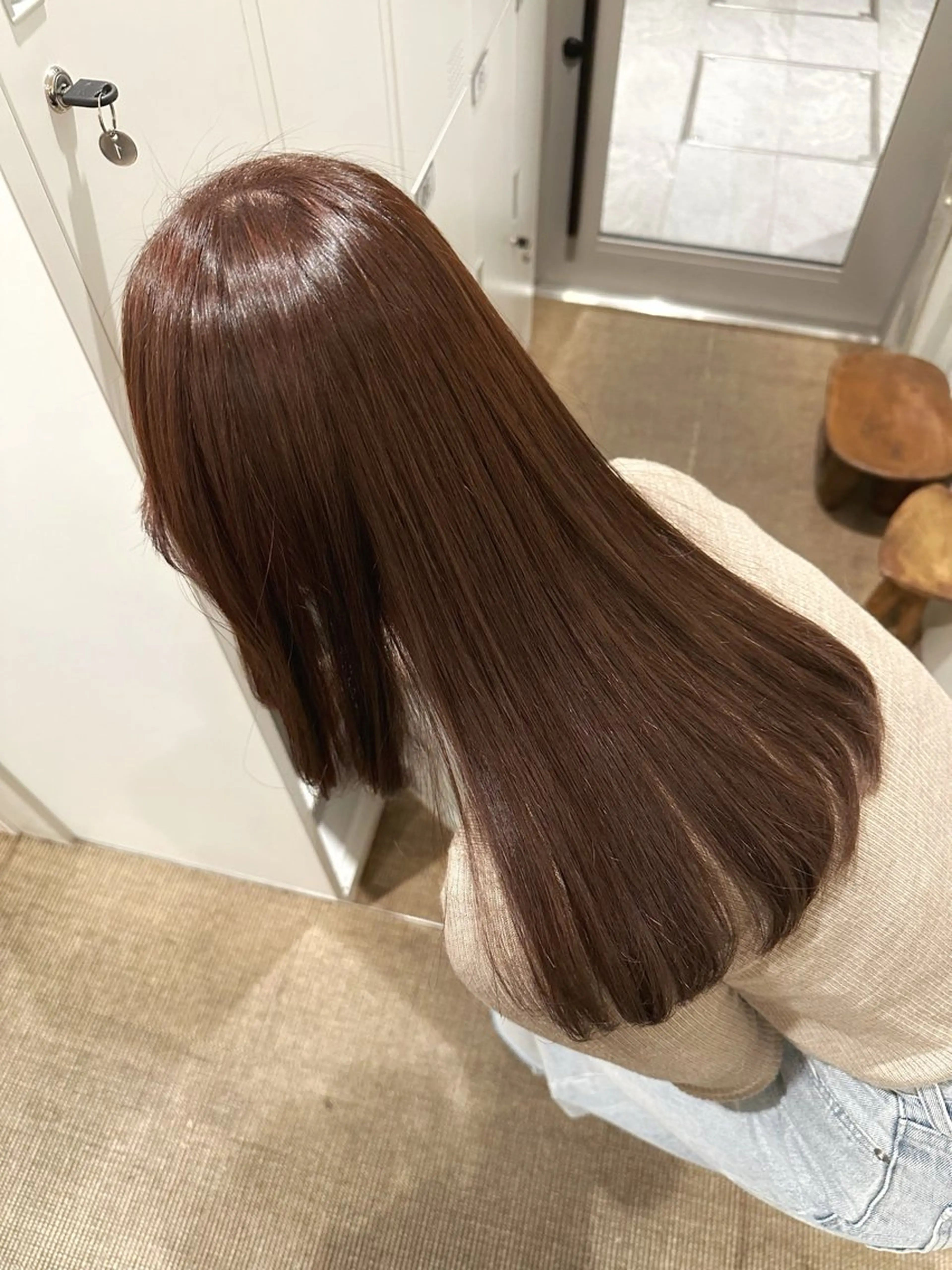 ロング カラー ブラウンカラー ココアブラウン 縮毛矯正 カット 縮毛矯正 hibiki/セット /透明感カラーのヘアスタイル