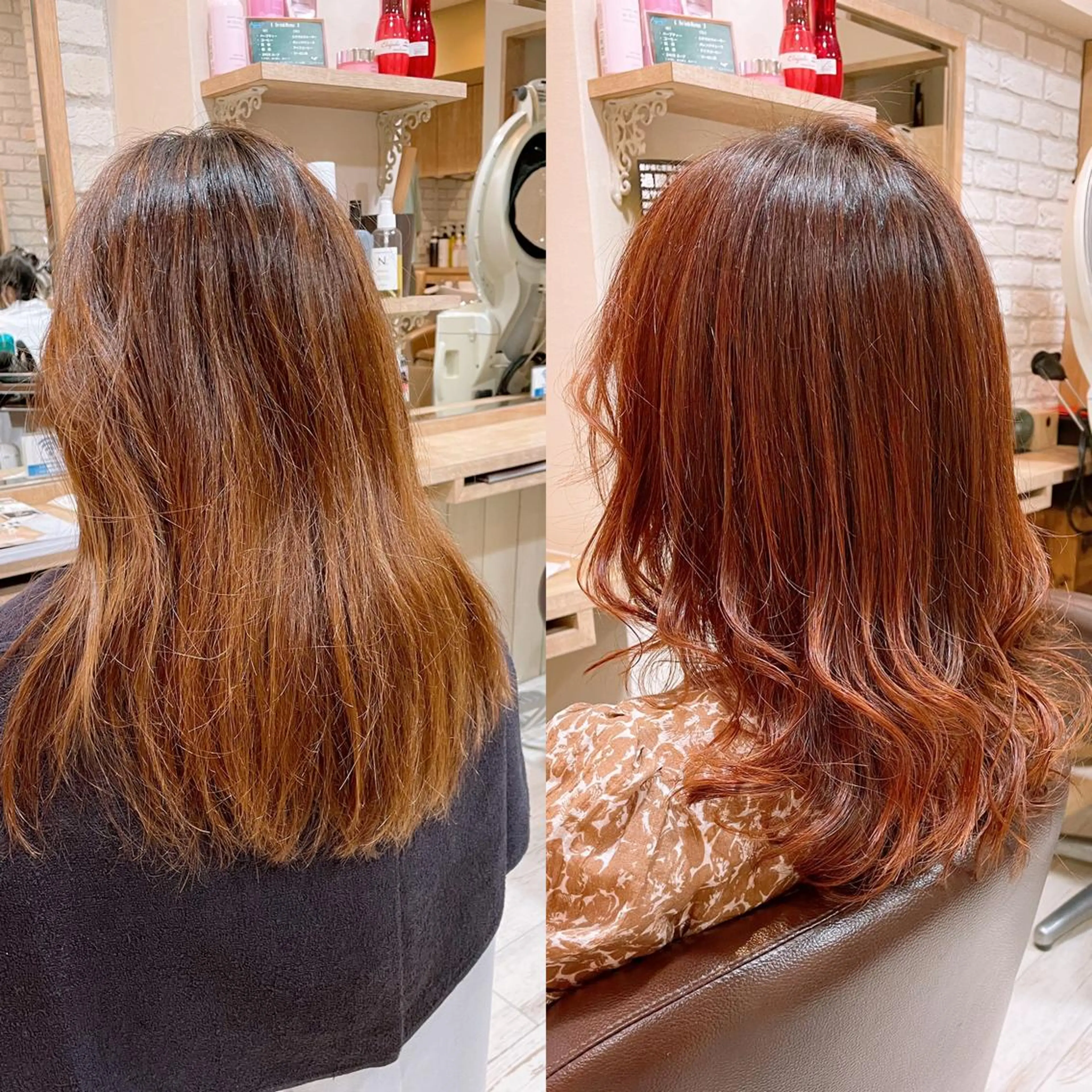 ロング カラー ブリーチ テラコッタ カット ヘアカラー トリートメント ヘッドスパ 銀座🌈ケアカラー/ ヘッドスパ /清水のヘアスタイル