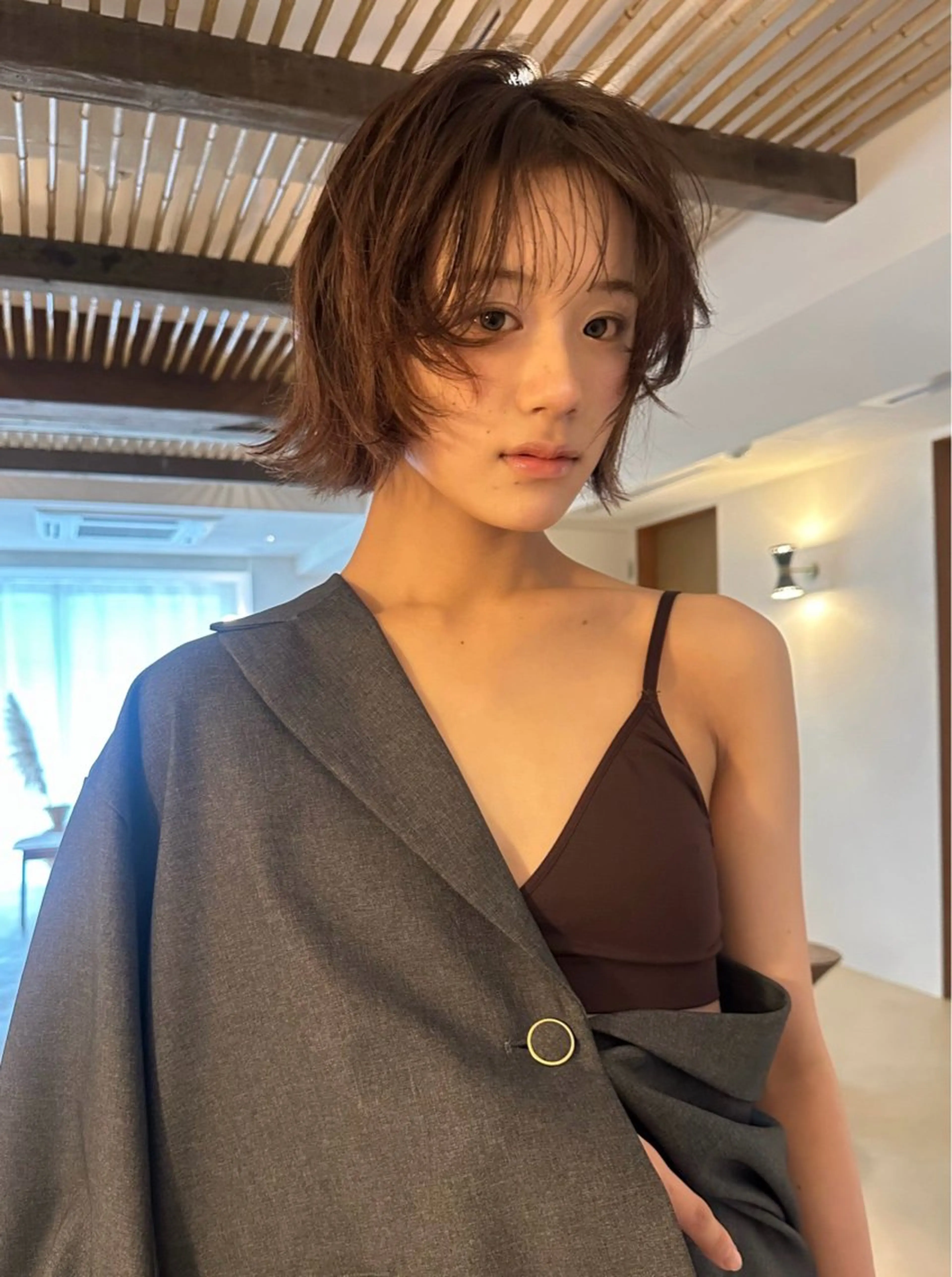 ショート パーマ カット パーマ リリカ🐈‍⬛ブリー チカラー/上永谷のヘアスタイル