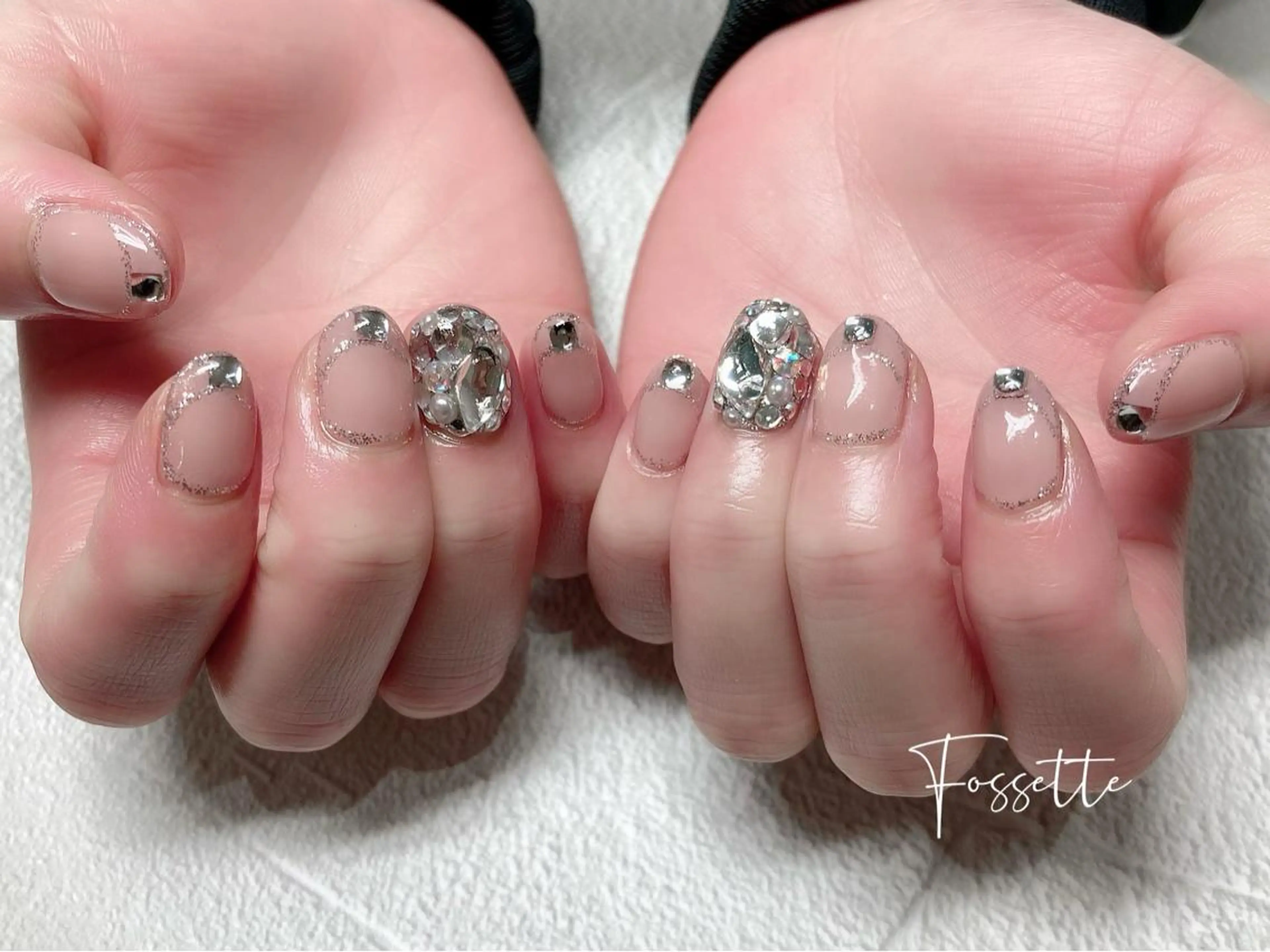 ネイル フレンチネイル キラキラネイル ラメ(グリッター) nailsalon Fossetteのネイルデザイン