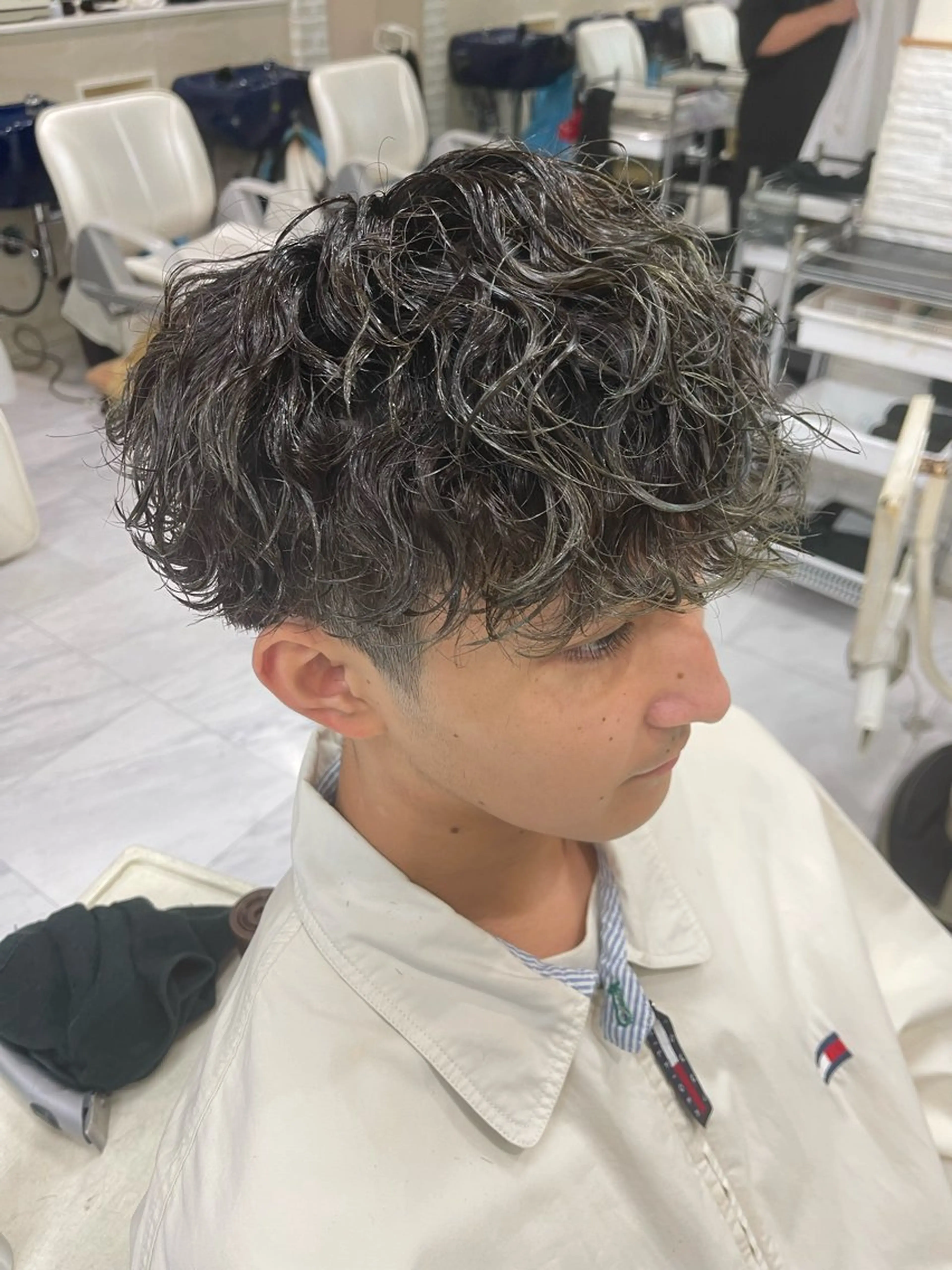 ショート パーマ メンズ メンズパーマ 波巻きパーマ カット パーマ トリートメント 🌻メンズカット 落合諒🌻のヘアスタイル